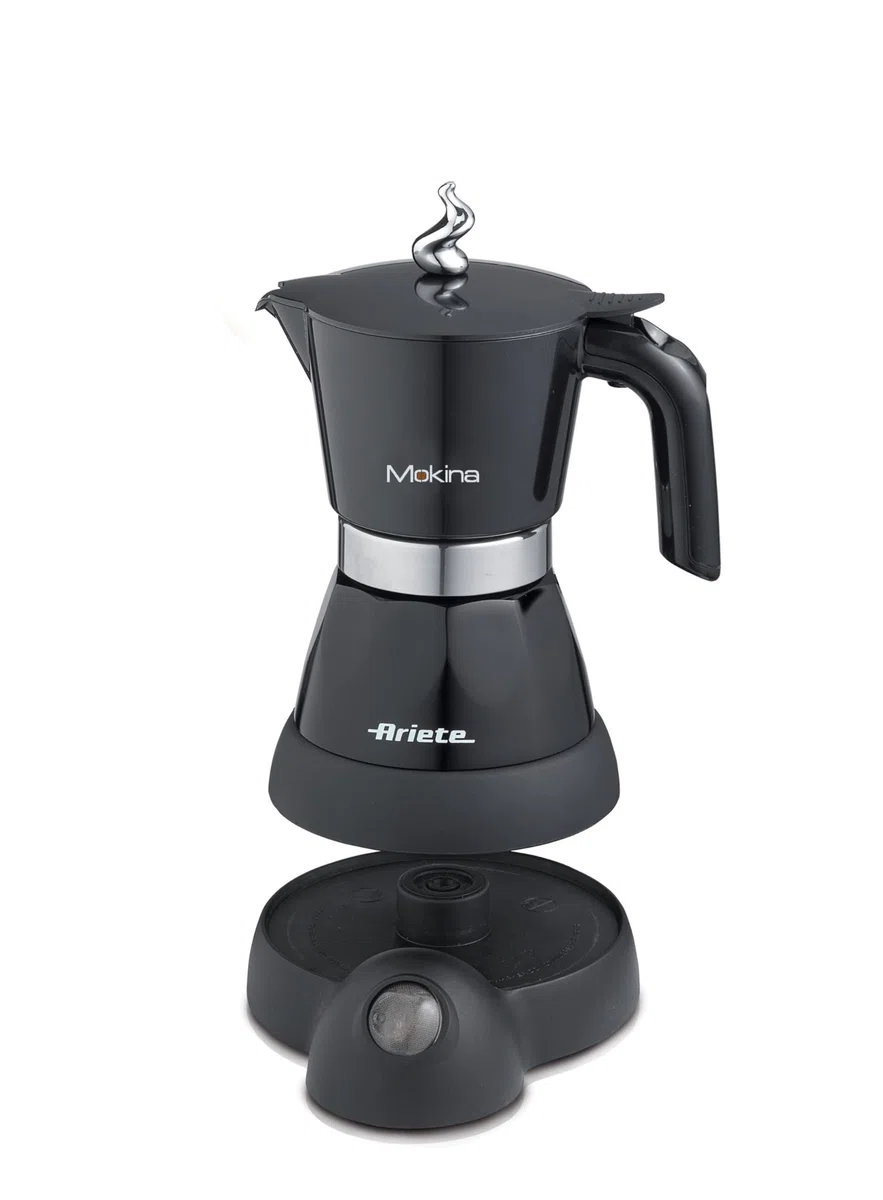 Ariete 1358 Moka Aroma - Cafetera Eléctrica Moka 2/4 Tazas - Autoapagado - Mantiene la Temperatura 30' - 400 W - Negro