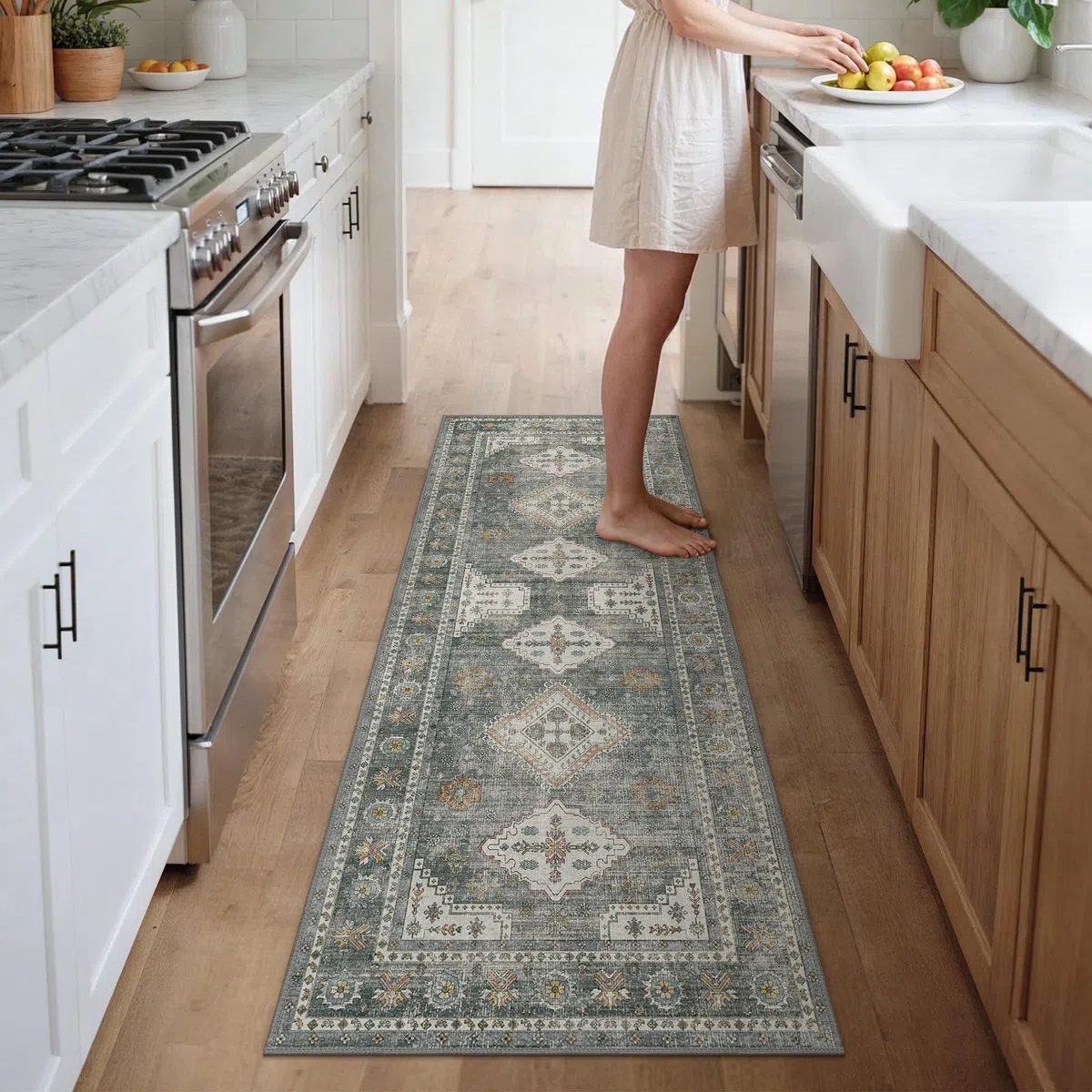 GENIMO Alfombra Salon Sin Peluche,Alfombra Cocina Lavable Antideslizante,Alfombra Pasillo de Dormitorio,Alfombra Silla Escritorio,Pasillo,Gris,80x200 cm