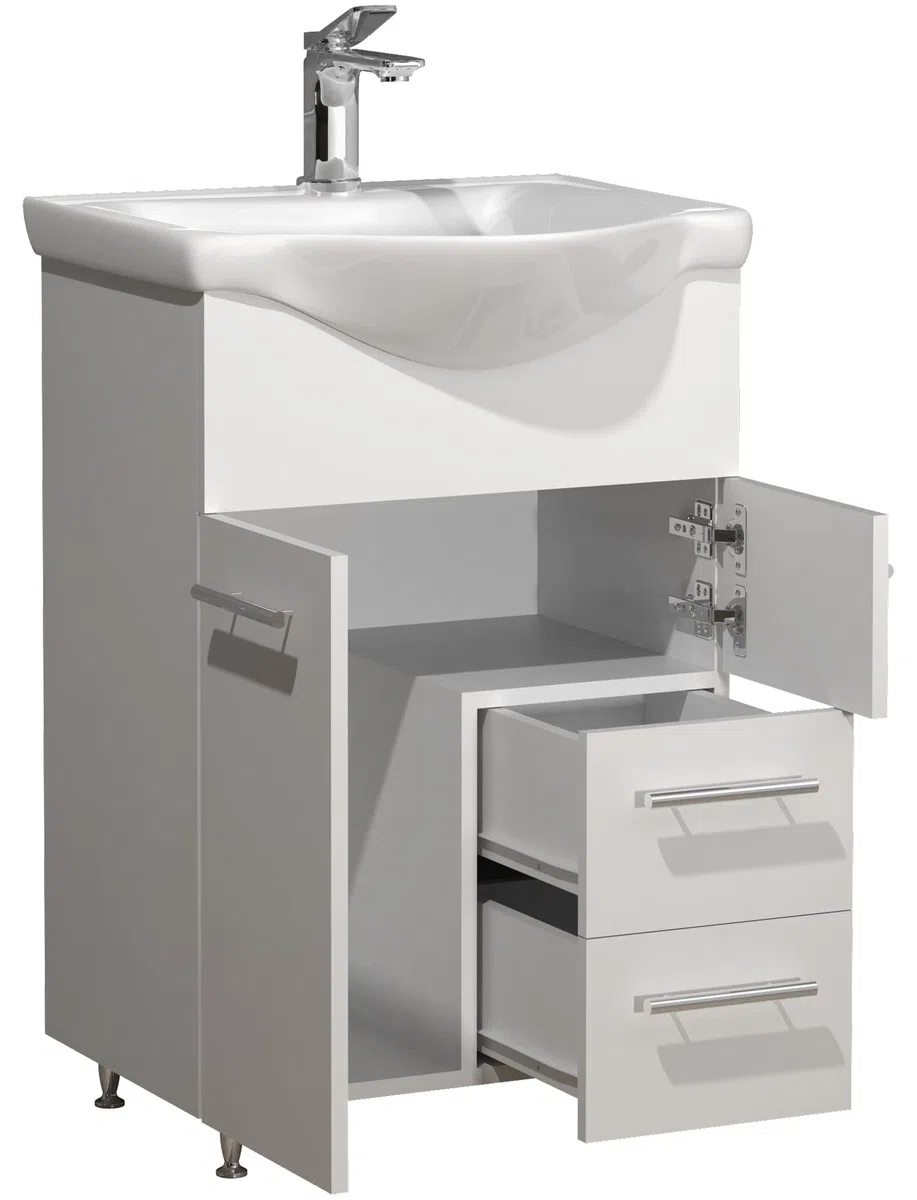 VCM Mueble Lavabo 2 Piezas Lavabo Conjunto Mueble de Baño Lavabo Cajón Espejo Armario Lisalo L