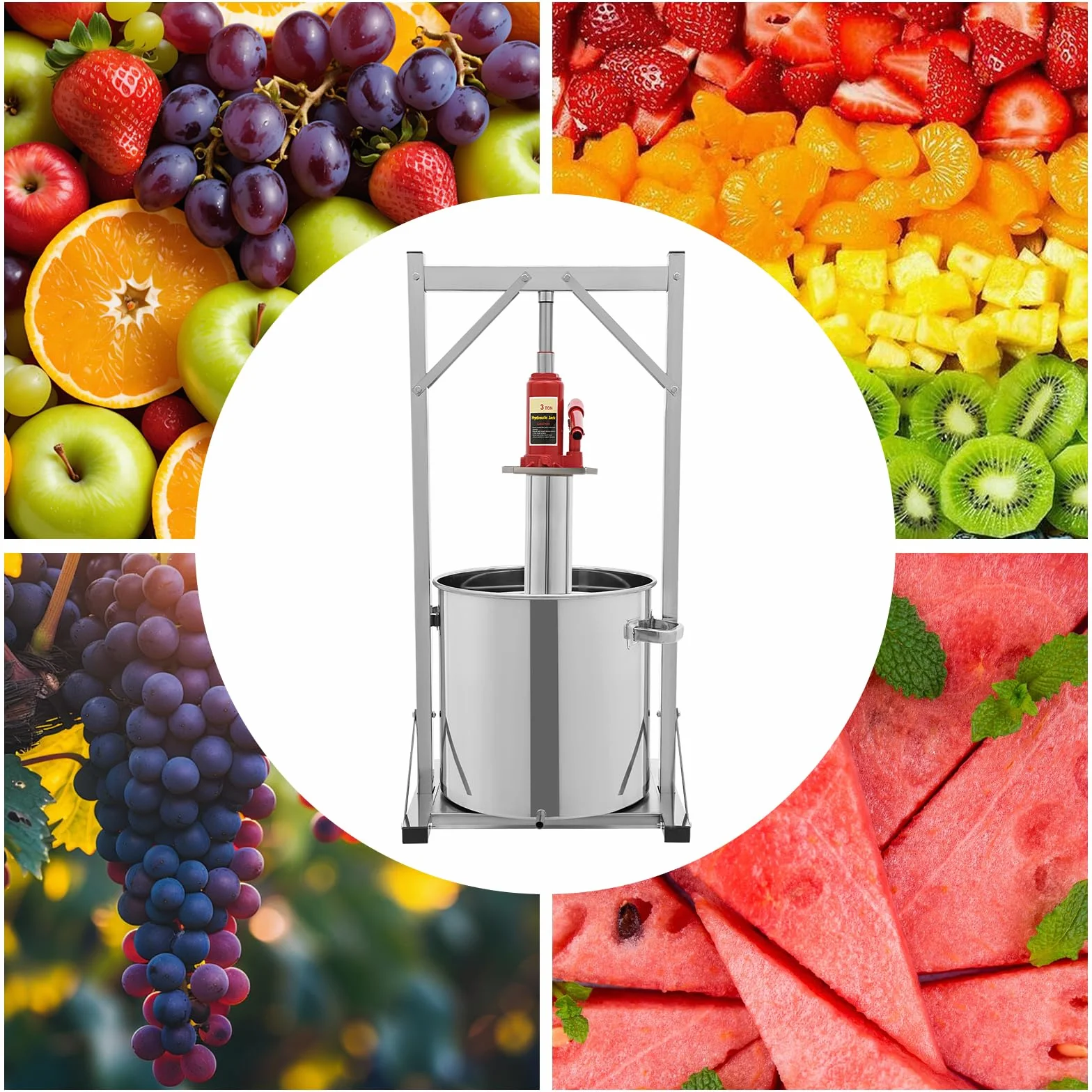 2 exprimidores de acero inoxidable, gran capacidad, exprimidor hidráulico de acero inoxidable, máquina de jugo manual, uva de manzana, tintura de verduras, miel y aceite de oliva