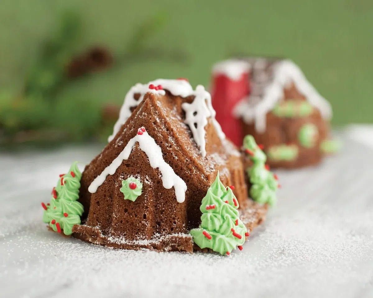 (One Size, None) - Gingerbread House Duet Cake Pan - Nordic Ware Seasonal Collection - Bundt cakes, jelly, savoury
