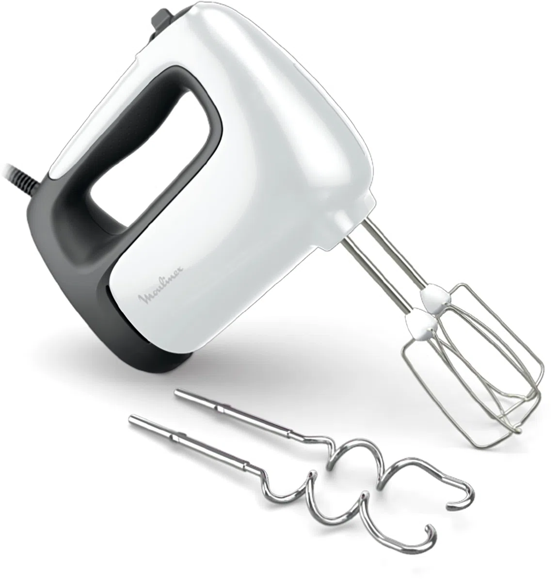 Moulinex - Batidora eléctrica, 500 W, 5 velocidades, Ajuste Turbo, 2 batidores + 2 amasadoras de acero inoxidable, ideal para preparaciones ligeras y gruesas, Prep'Mix+ HM460110