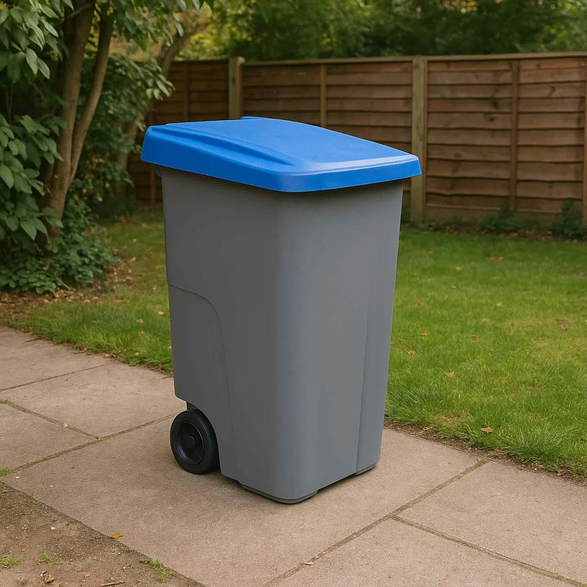 Well Home Contenedor Reciclo 110 litros Cerrado, Azul, 88x57x42 cm
