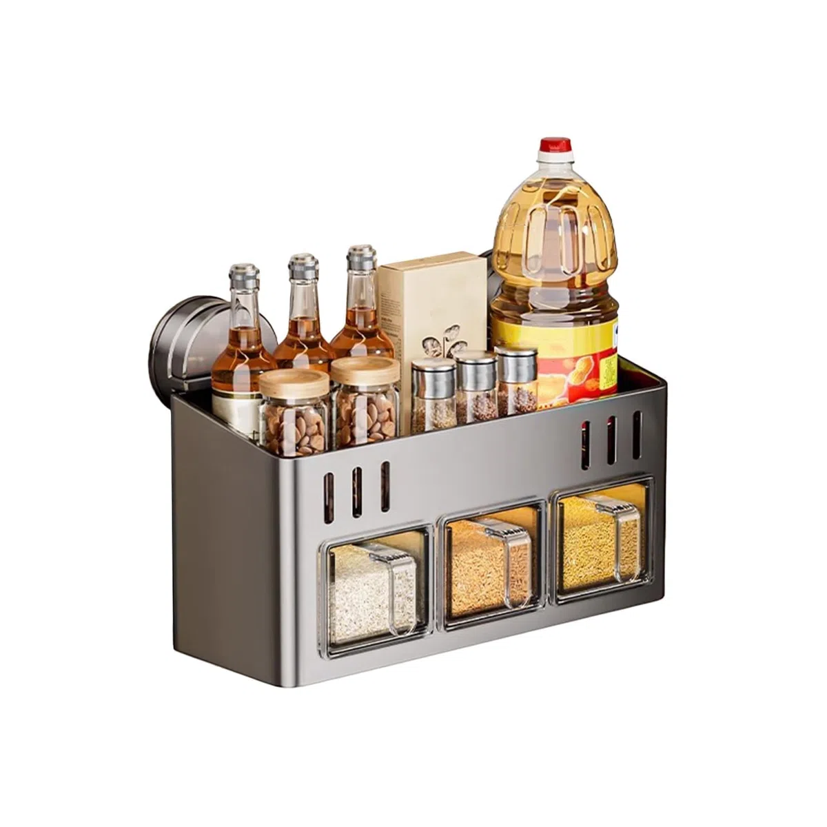 Estante impermeable para especias | Almacenamiento de doble capa de acero inoxidable | Soporte de armario de cocina y refrigerador que ahorra espacio para especias y condimentos