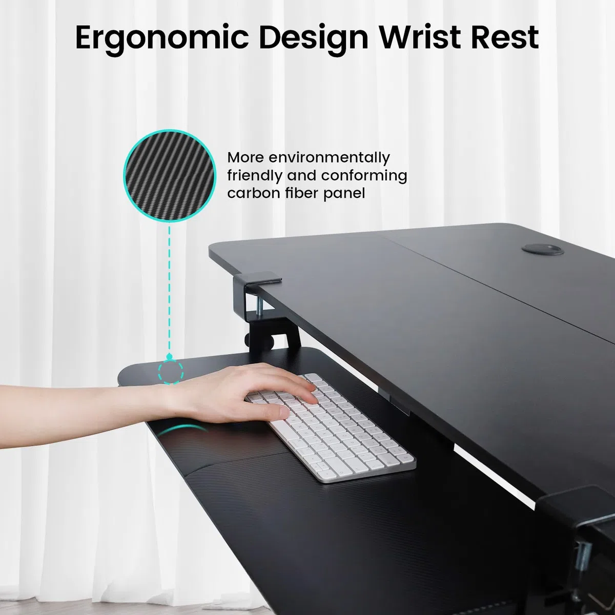 NearHub Bandeja grande para teclado extraíble debajo del escritorio con sistema de montaje de abrazadera C extrarresistente, 26 pulgadas (30 pulgadas, incluyendo abrazaderas) x cajón de computadora de
