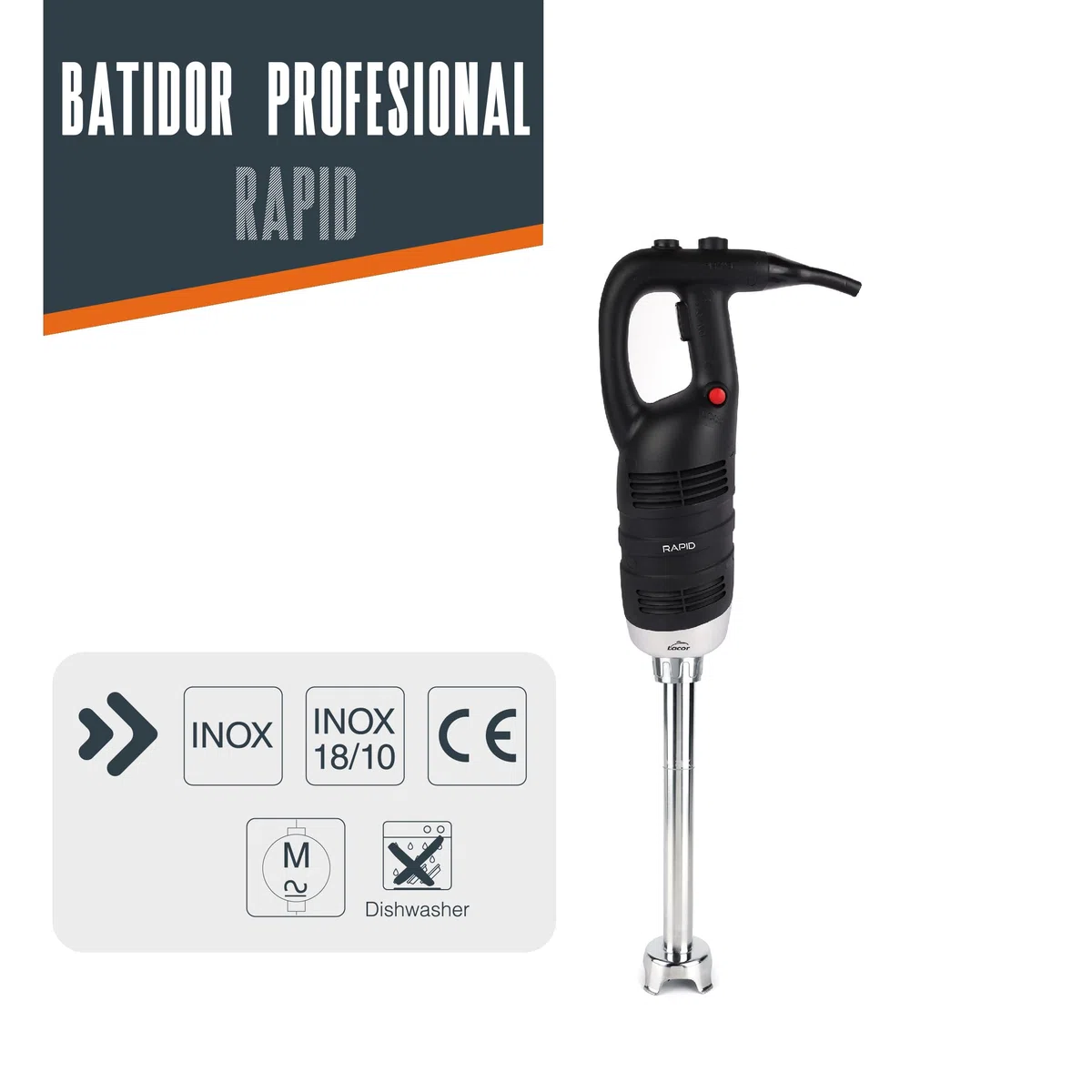 Lacor 69933 - Batidor profesional Rapid, con Brazo Triturador - Cocina | En acero inoxidable, para montar, emulsionar y mezclar; ideal para cocina profesional y uso diario en casa, para el día a día