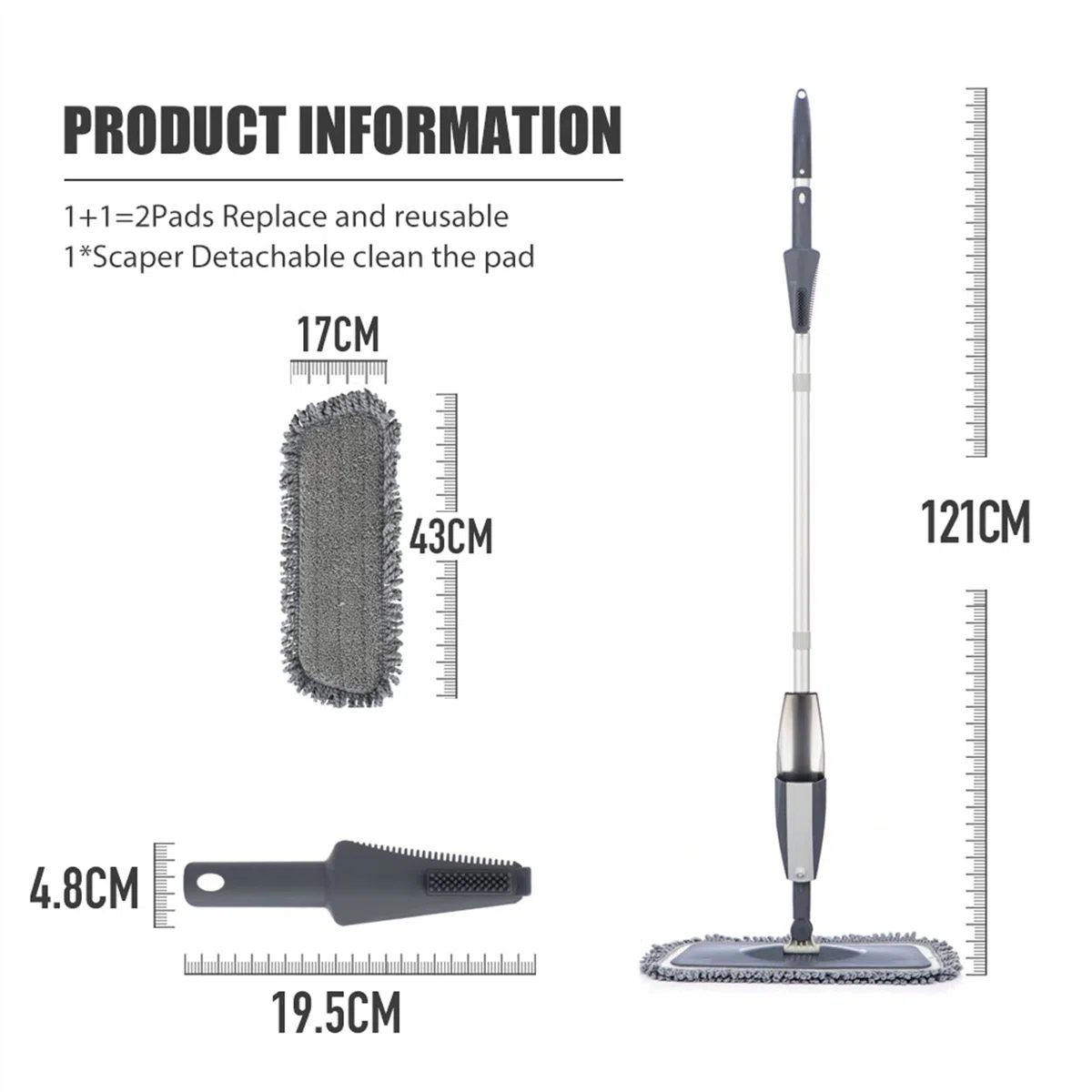 Fregona Spray FRUEBA for LIMPIEZA DE PLAME FRENTE DE MICROFIBRA MOP SPEOL FRENTE DE SPRILLO MOJO DIRE CON 3 LAS PADRES DE MOP LÁFICA Y BOTELLA RENOVENCIA PISOS DE MADERA DE MADERA DE MADERA DE LIMPIEZ