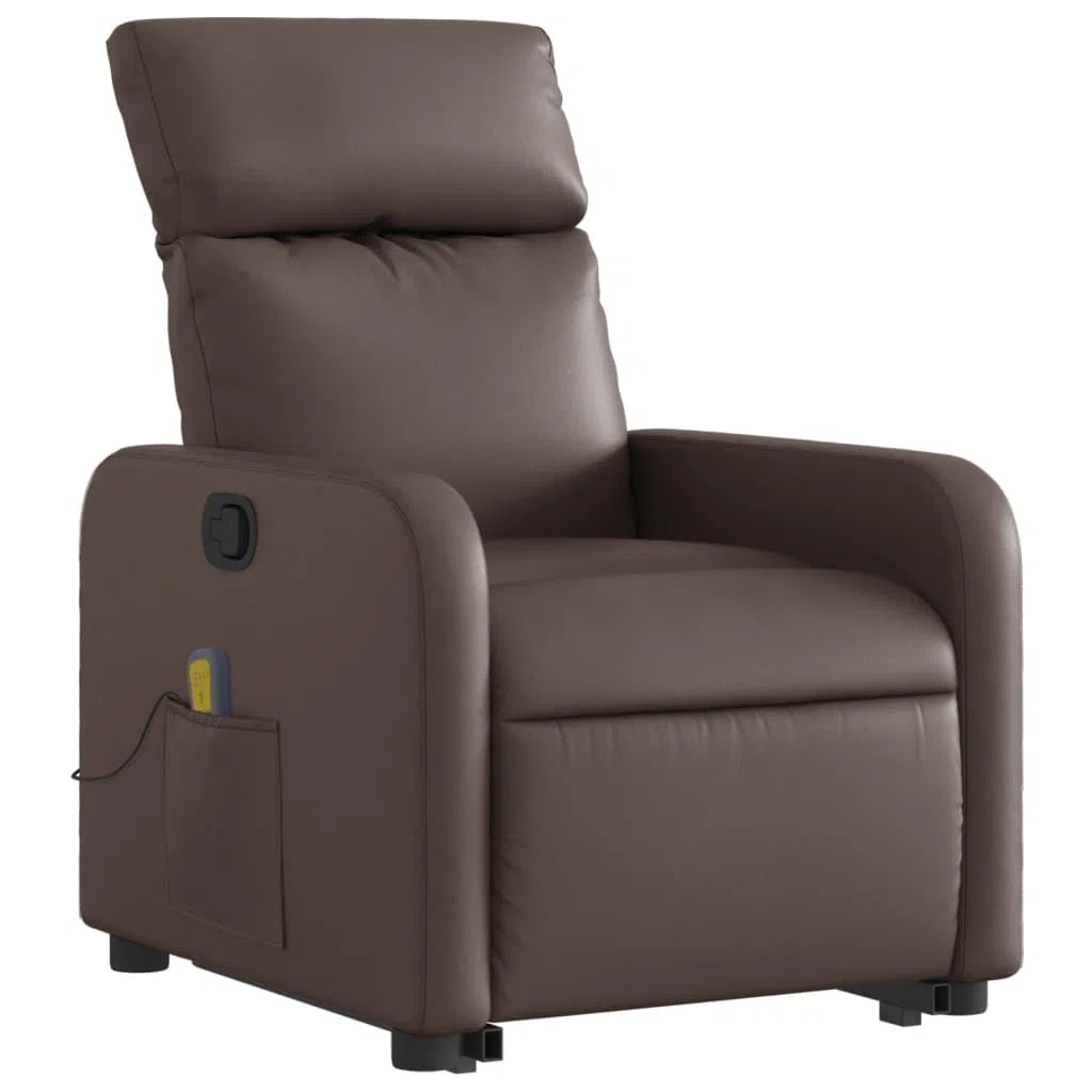 IKAYAA Sillón de Masaje con Elevador Levanta Personas Mayores Sillon Relax Reclinable Sillón Elevador Sofá Relax con Bolsillos Laterales Marrón