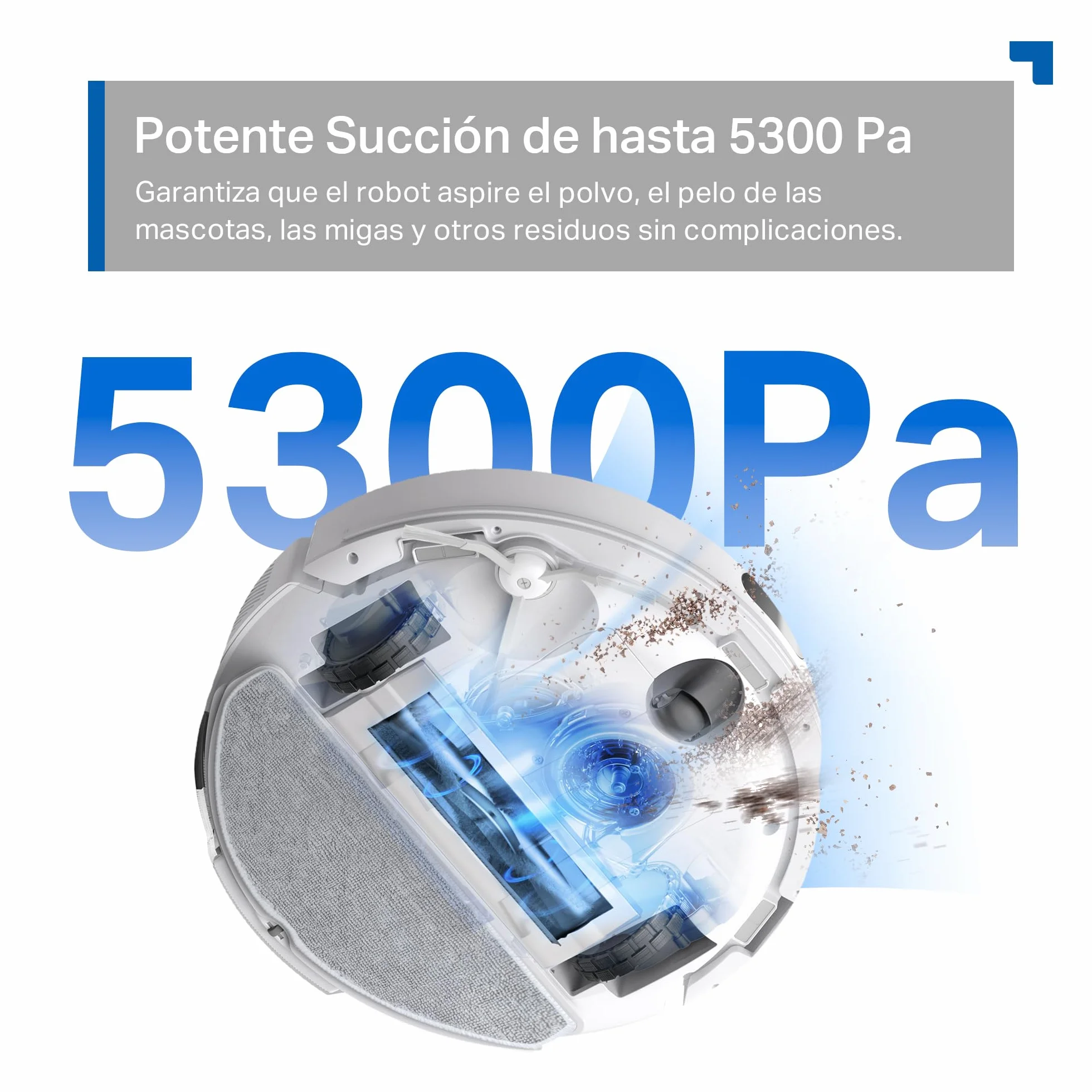 Tapo RV30 MAX Plus White-Robot Aspirador y Fregasuelos, Base Autolimpieza | Depósito 3L. Vaciado Automático. Navegación LiDAR+IMU. Detección de Obstáculos. Múltiples Funcion de Fregado. App Tapo.