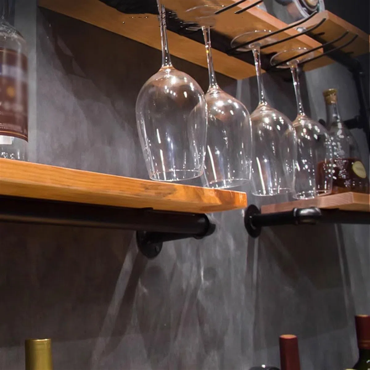 Botelleros Enfriador de Vino de Estilo Industrial Creativo, Estante de Vino montado en la Pared for el hogar, Estante de Pared de Tubo de Hierro, decoración Botellero de Vino Mesa