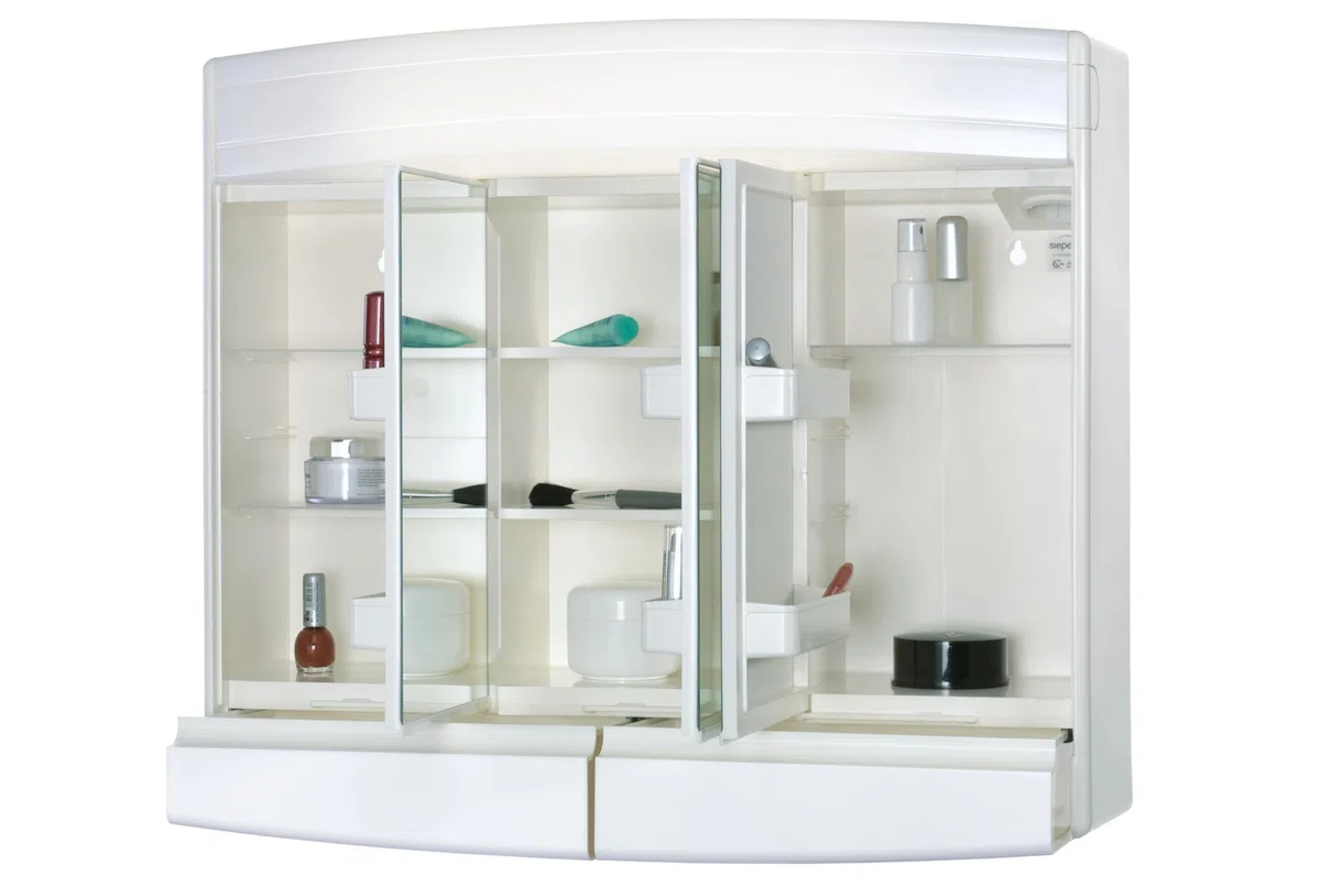 Sieper Topas Eco - Armario con espejo (iluminación LED, 60 cm de ancho, plástico, incluye enchufe), color blanco