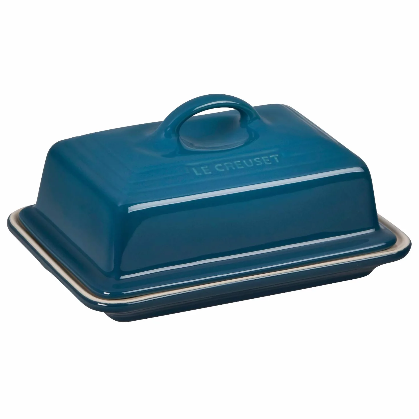 LE CREUSET Mantequera de cerámica de gres, 900 g, 17 x 12.5 x 9 cm, Azul Deep Teal