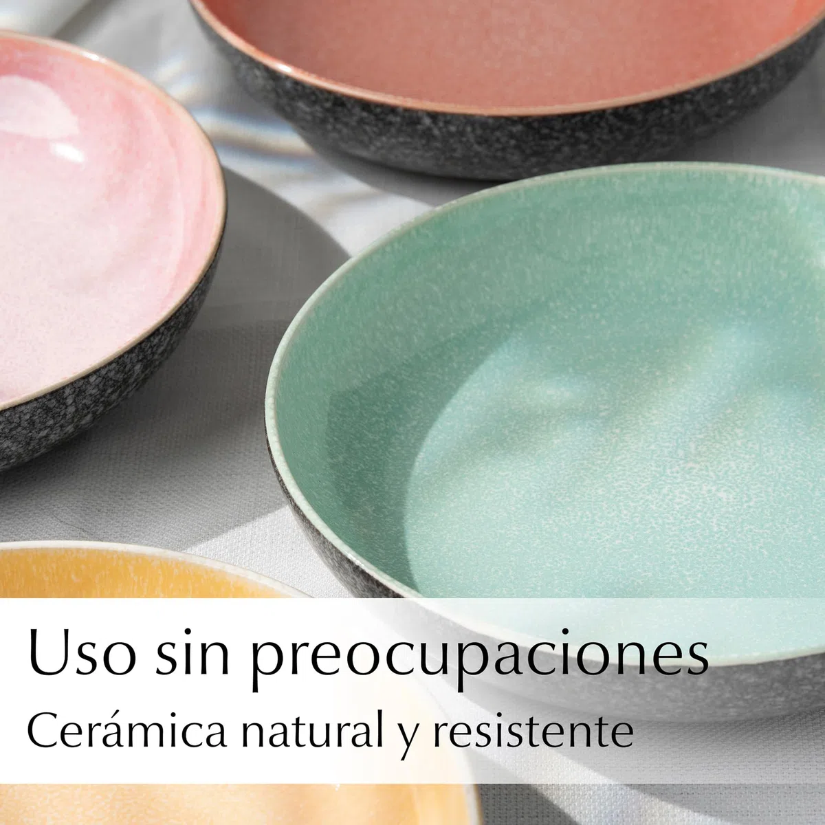 MIAMIO - Set de 6 Platos para Sopa (850 ml) / Cuencos para Pasta, Cuencos Coloridos para Pasta, Ensalada, Sopa, Espaguetis/Cuencos Aptos para Microondas y Lavavajillas - Colección Las Palmitas