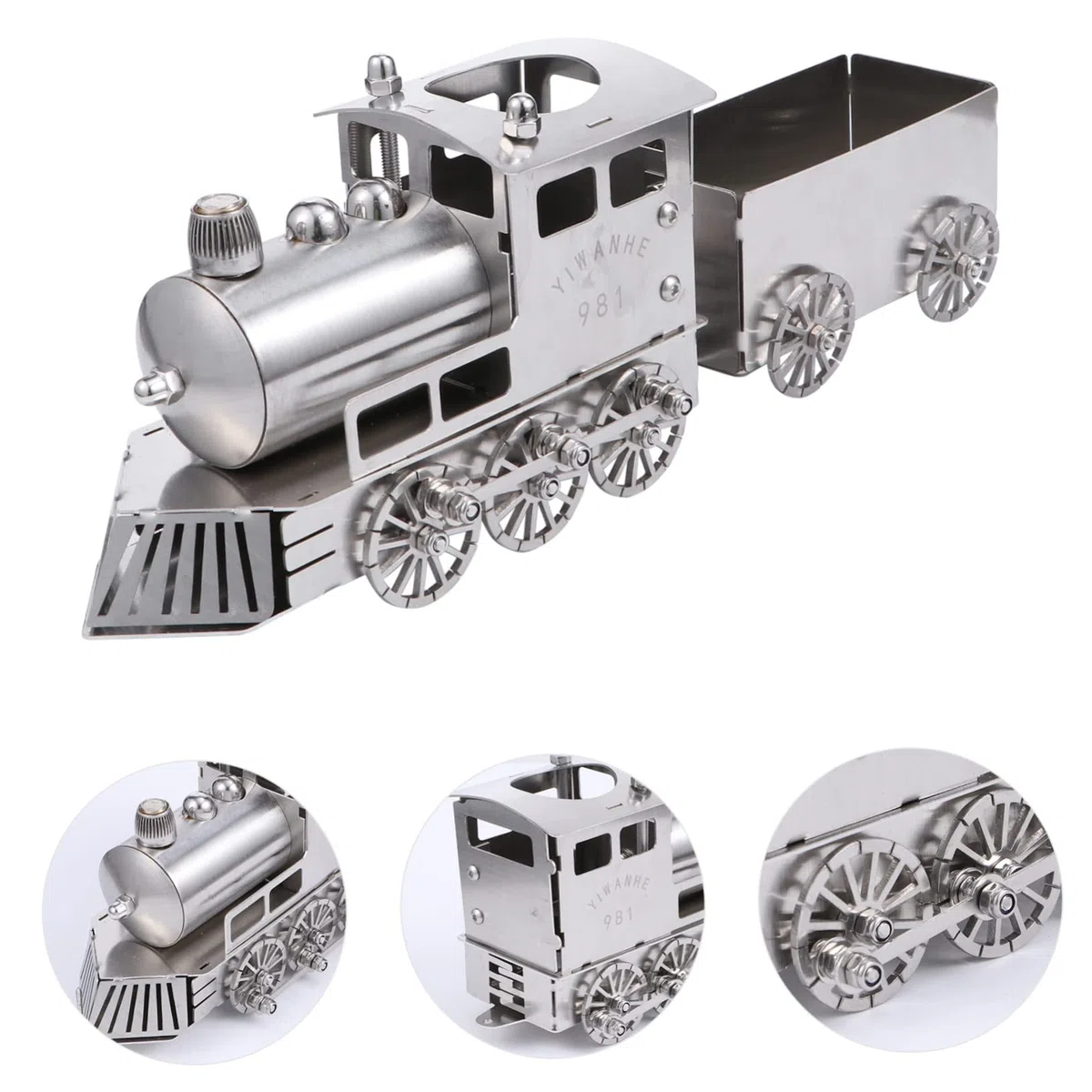 Modelo de Tren de Vapor Clásico de Acero Inoxidable para Decoración de Escritorio, Resistente a Golpes y Desgaste, Estilo Retro y Lujo para Mesa