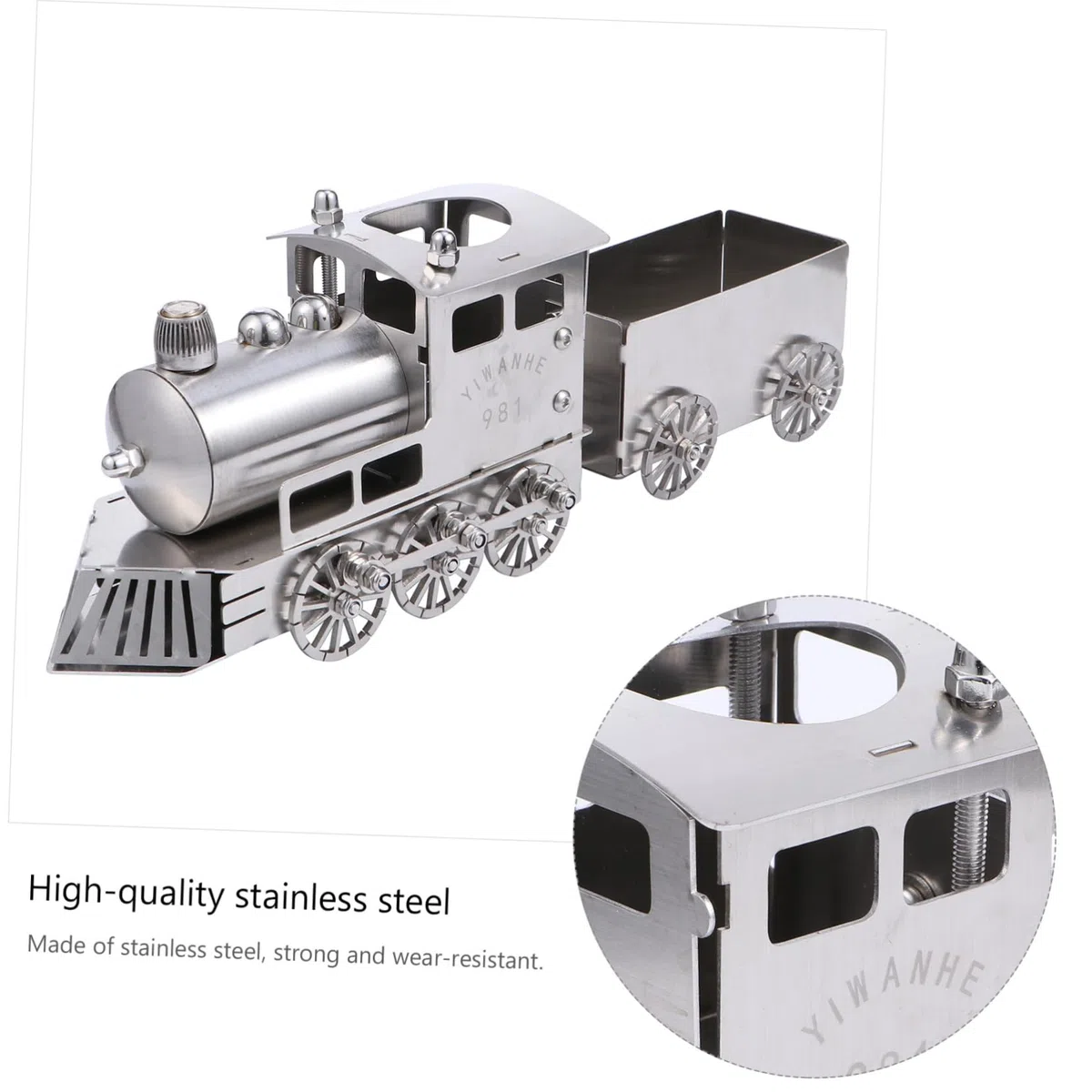 Modelo de Tren de Vapor Clásico de Acero Inoxidable para Decoración de Escritorio, Resistente a Golpes y Desgaste, Estilo Retro y Lujo para Mesa