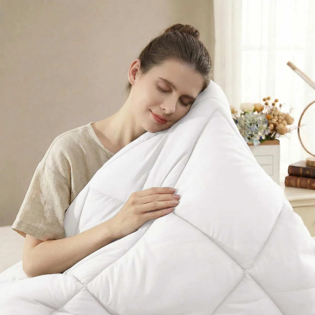 WAVVE Edredón Relleno Nórdico 220x240 cm para Cama 135 150, Juego de 2 Piezas Verano 150gr/m² + 4 Estaciones 300gr/m² = Invierno 450gr/m² Fibra, Blanco