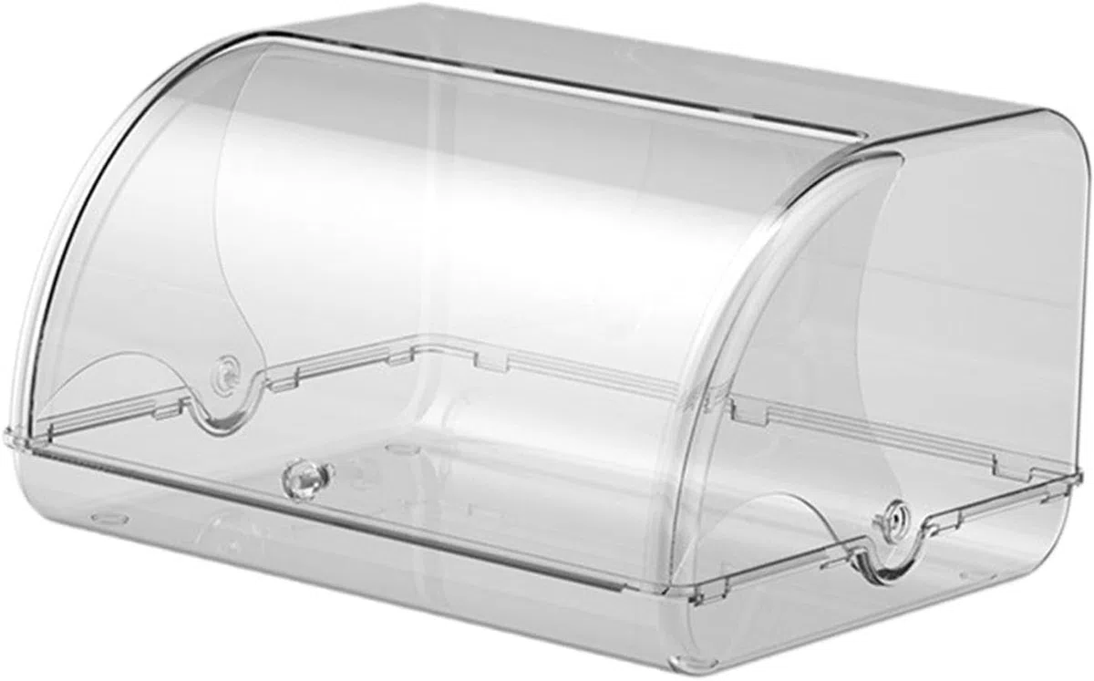 Recipiente Transparente para Pan para Cocina Y Panadería: Organizador con Tapa Enrollable para Productos Horneados Frescos, Galletas Y Almacenamiento En La Transparent