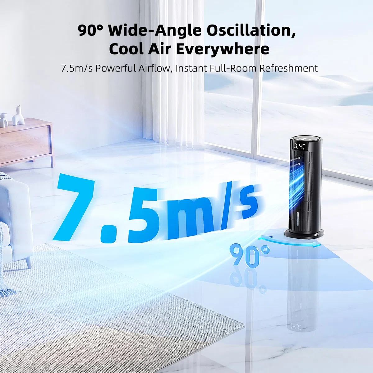 Aire acondicionado portátil sin ventilación externa, negro mate