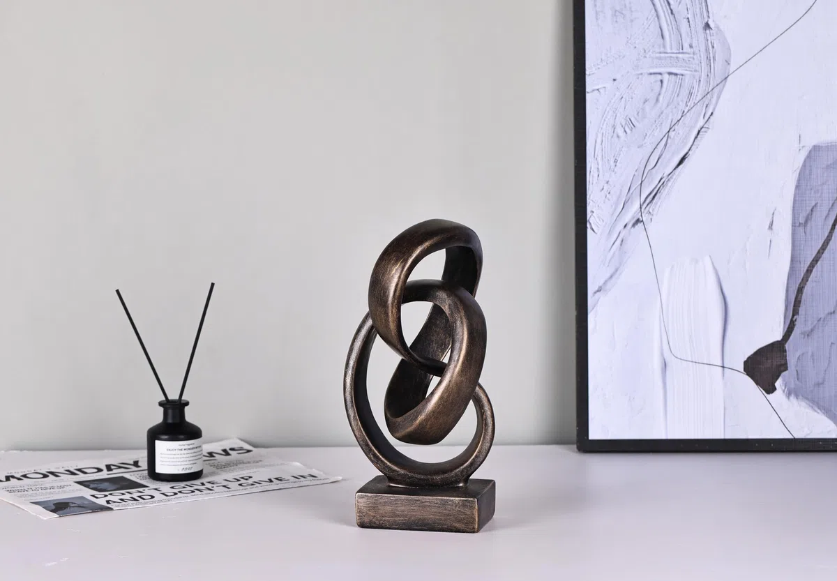Escultura moderna abstracta de nudo, decoración artística de resina inspirada en el Möbius, elegante decoración para el hogar y la oficina, perfecta para estantes, escritorios y repisas, regalo ideal