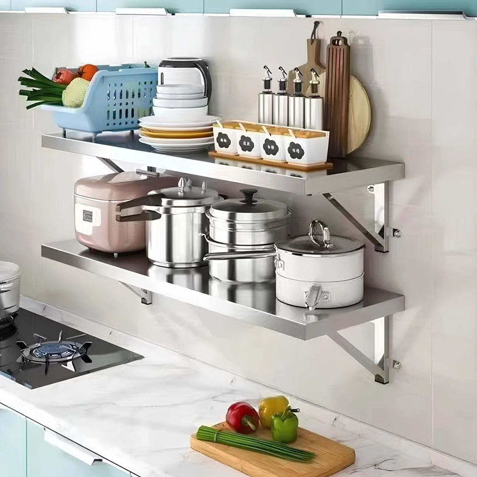 Mesa plegable de pared de acero inoxidable, diseño que ahorra espacio para cocina o comedor, 50 x 30 cm, ideal para espacios de vida compactos