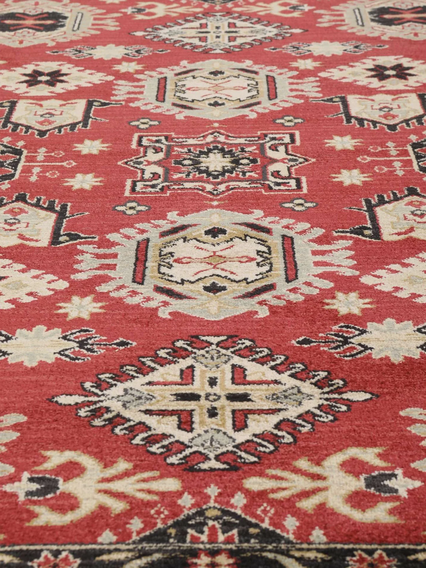 RugVista Shirvan Kazak Alfombra, 200 x 200 cm, Rojo/Beige | Orientales, Cuadrado, Pelo medio, Limpieza en seco, Oeko-Tex 100, Sala de estar, Comedor, Dormitorio