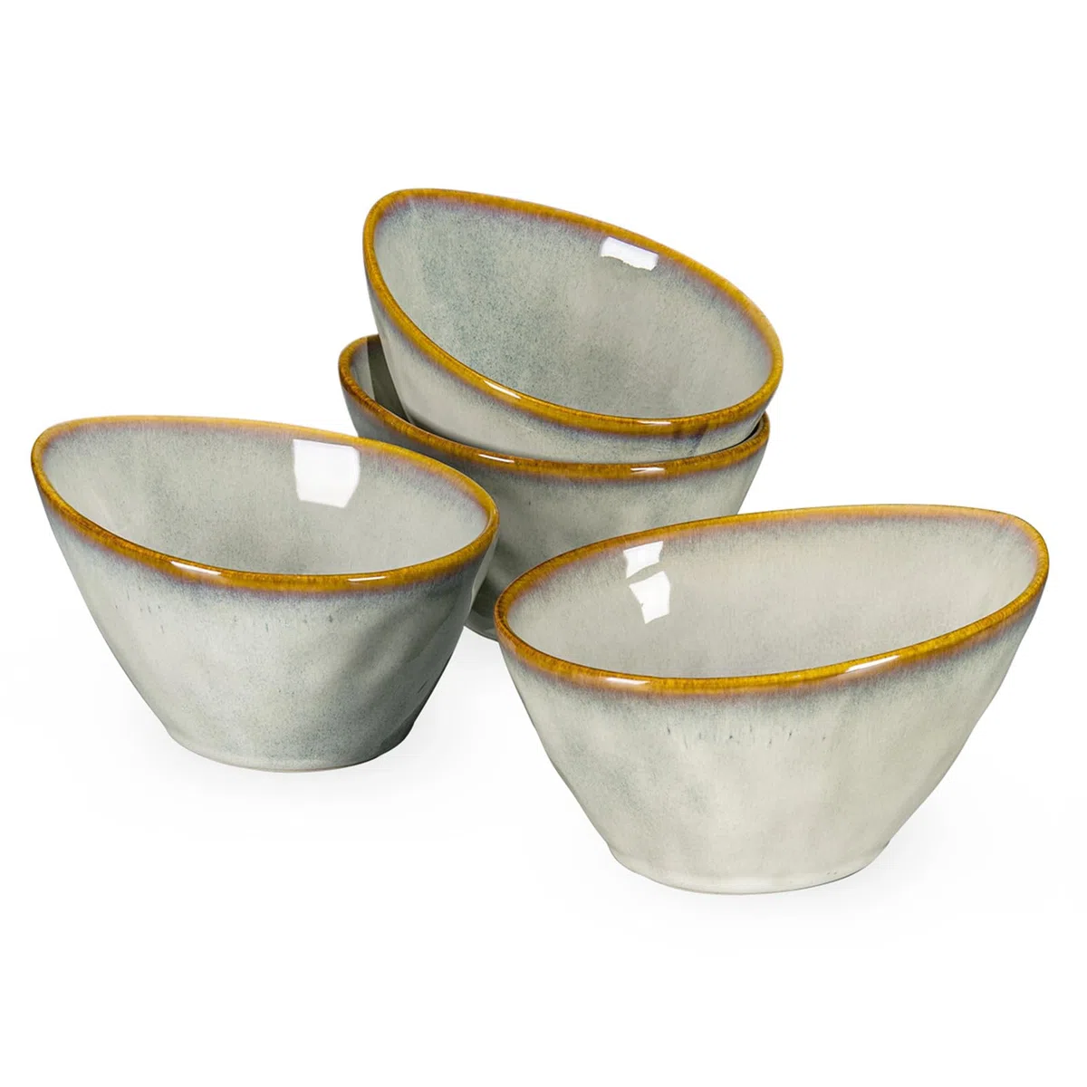 Henten Home Set de 4 Tazones de Pasta de Barro - Tazón de Postres - Tazón de Snack - Tazón de Hielo - 800 ml - Diseño Beige Vintage