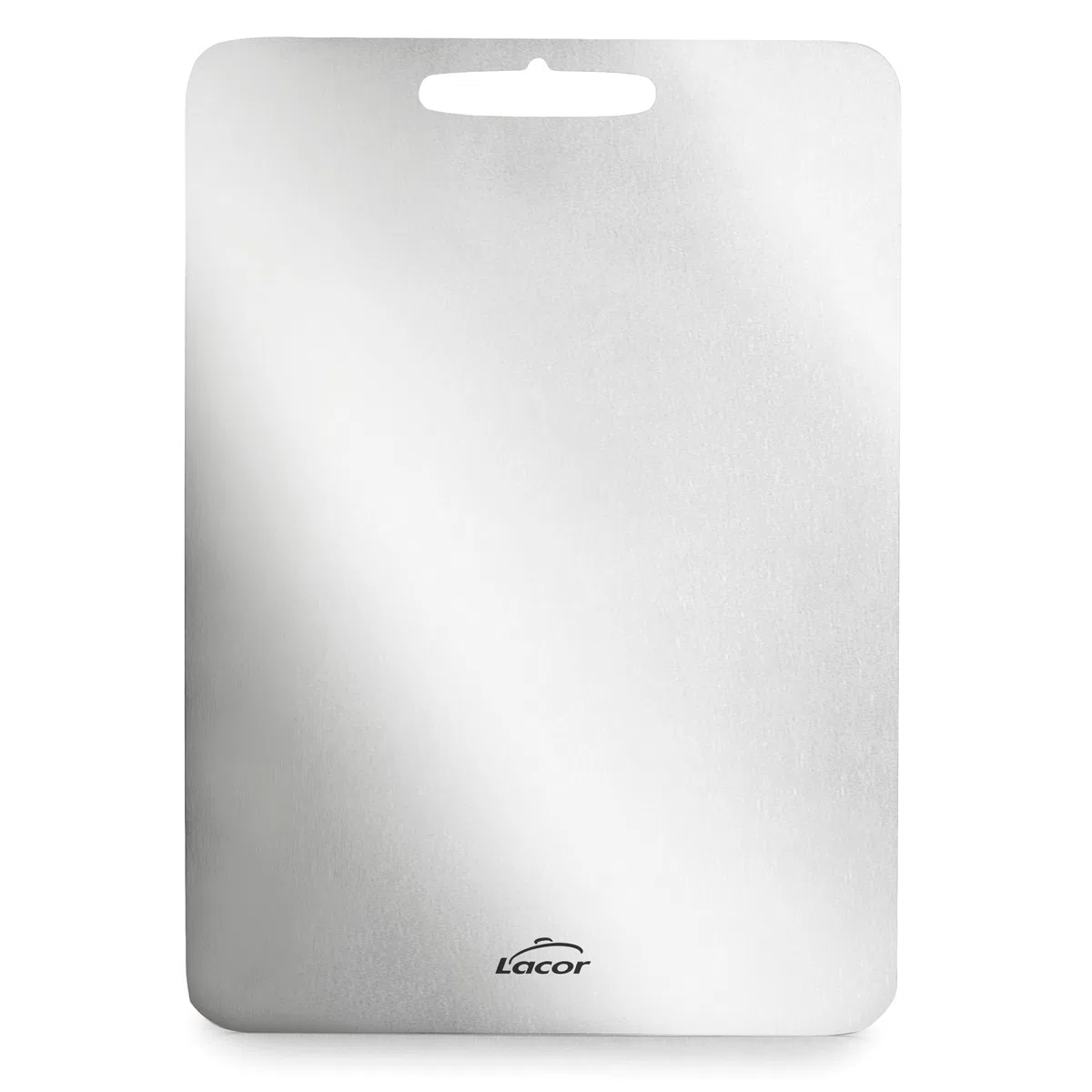Lacor - 60773 - Tabla de Cortar Titanium, Titanio Puro 99%, 25 x 36 cm, Reversible, Higiénica, Alta Resistencia al Corte y al Calor, con Orificio para Colgar