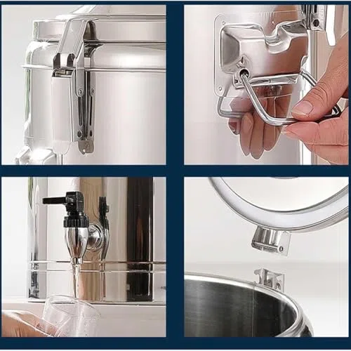 Dispensador de bebidas aislado de acero inoxidable 304 comercial, grande, termo de café y té, barril aislado duradero para bebidas calientes/frías, perfecto para eventos y catering