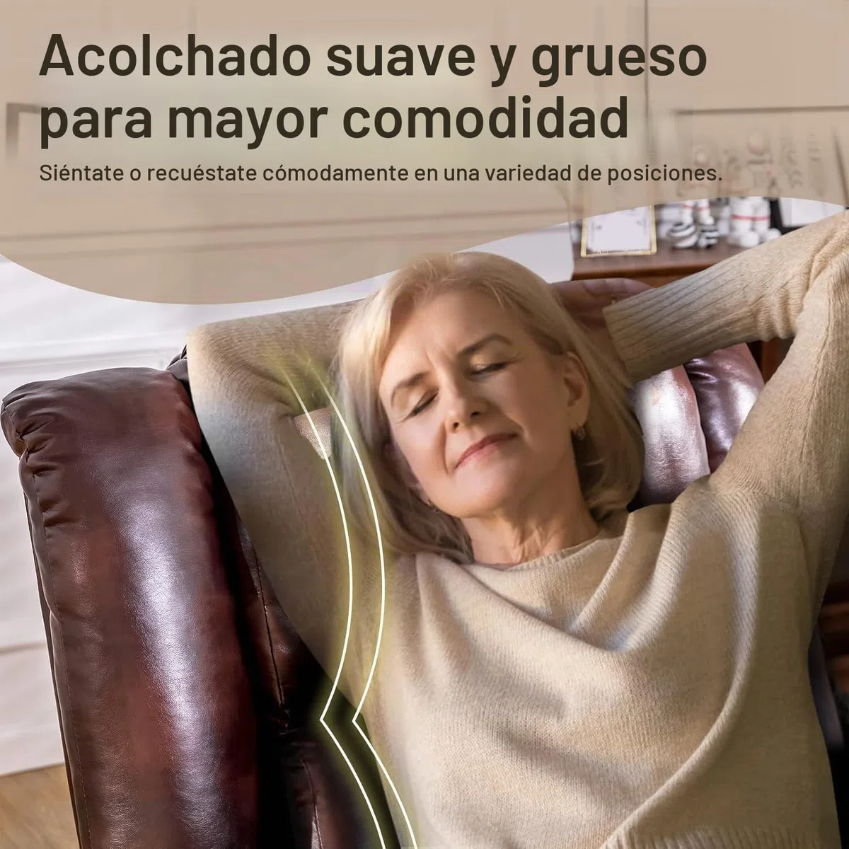 COMHOMA Sillón Reclinable Eléctrico Función de Elevación, Masaje y Diseño Ergonómico – Silla para Personas Mayores de Cuero PU con Respaldo y Reposapiés Ajustables, Marrón