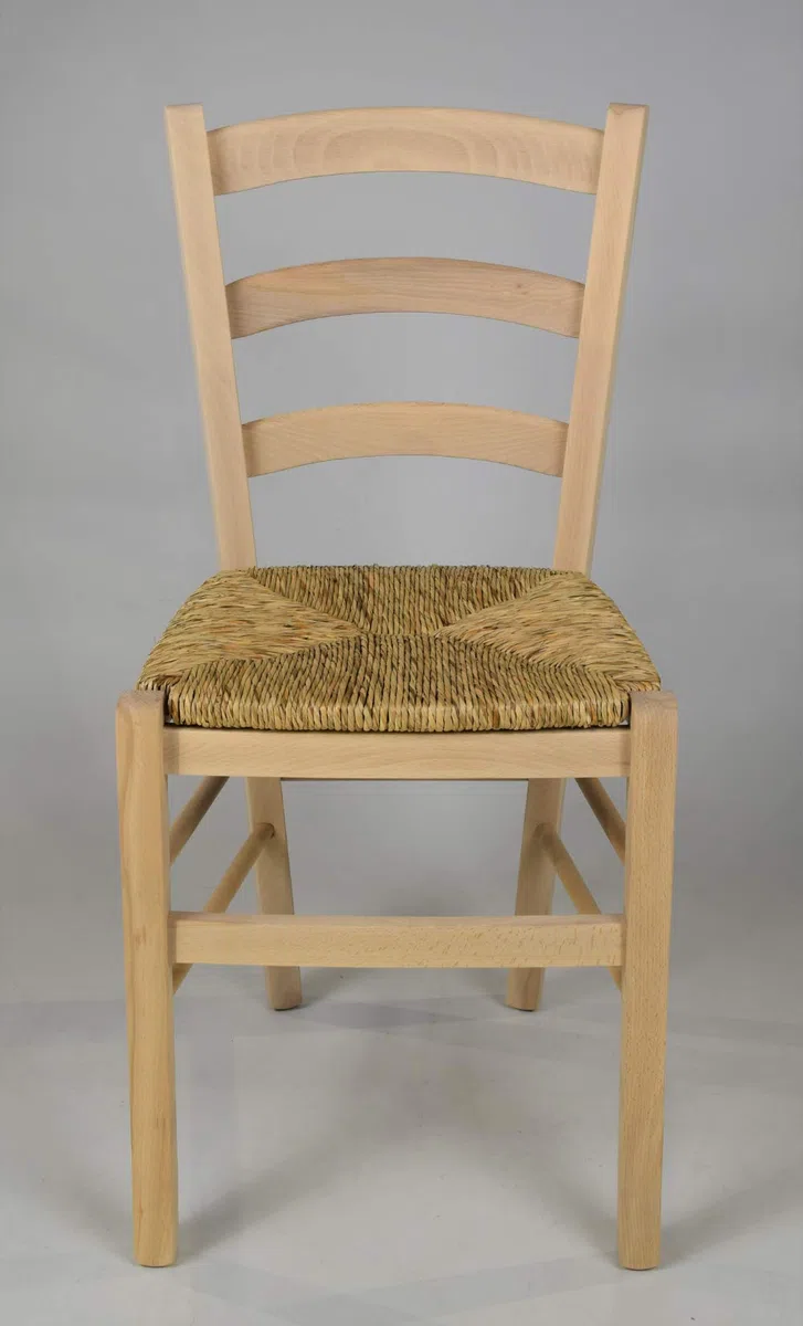 t m c s Tommychairs - Set 4 sillas Venezia para Cocina y Comedor, Estructura en Madera de Haya lijada, no tratada, 100% Natural y Asiento en Paja