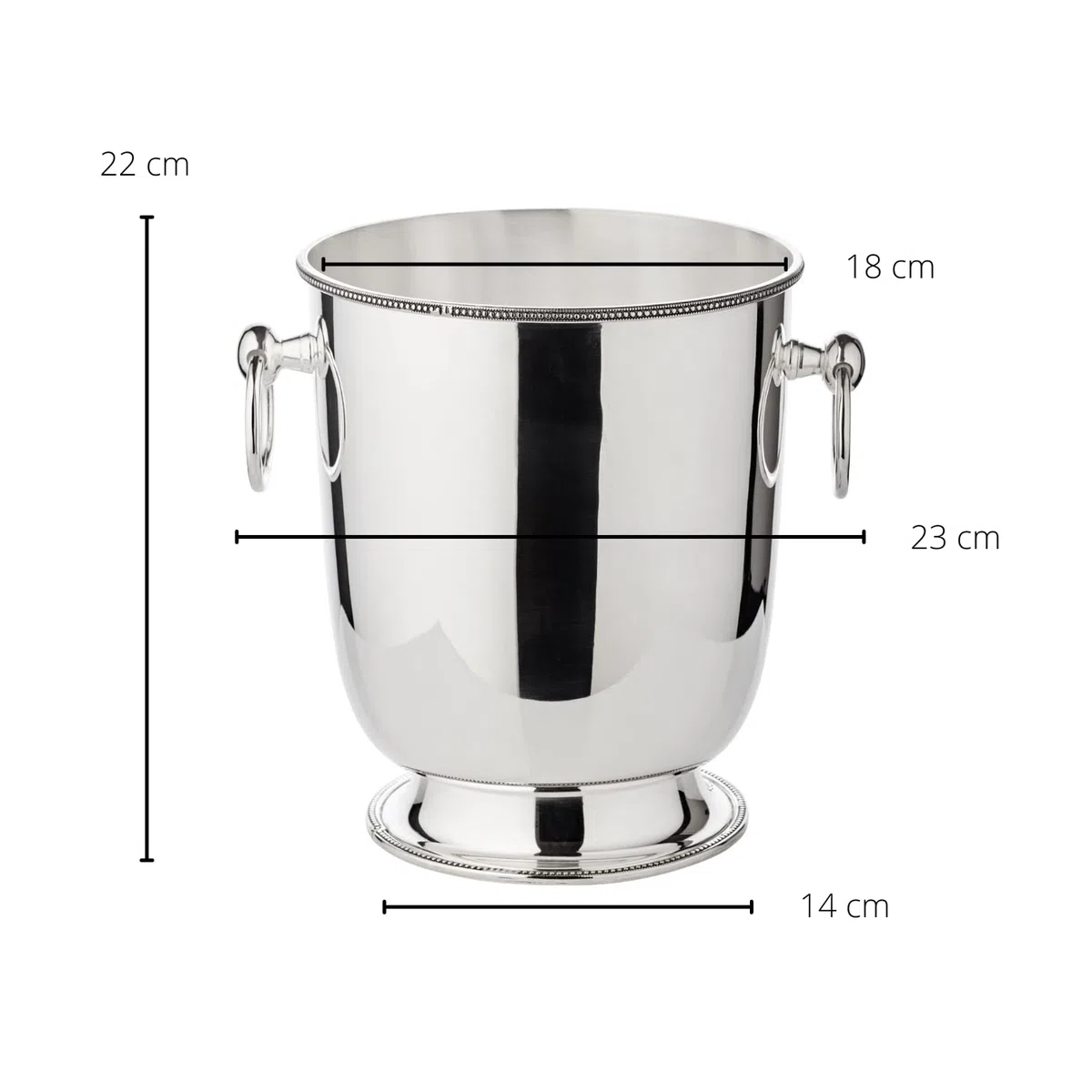 EDZARD Champanera Perla (H 22 cm, Ø 18 cm), plateada gruesa, de doble pared, con asas, para 1 botella – enfriador de vino, enfriador de botellas, cubitera