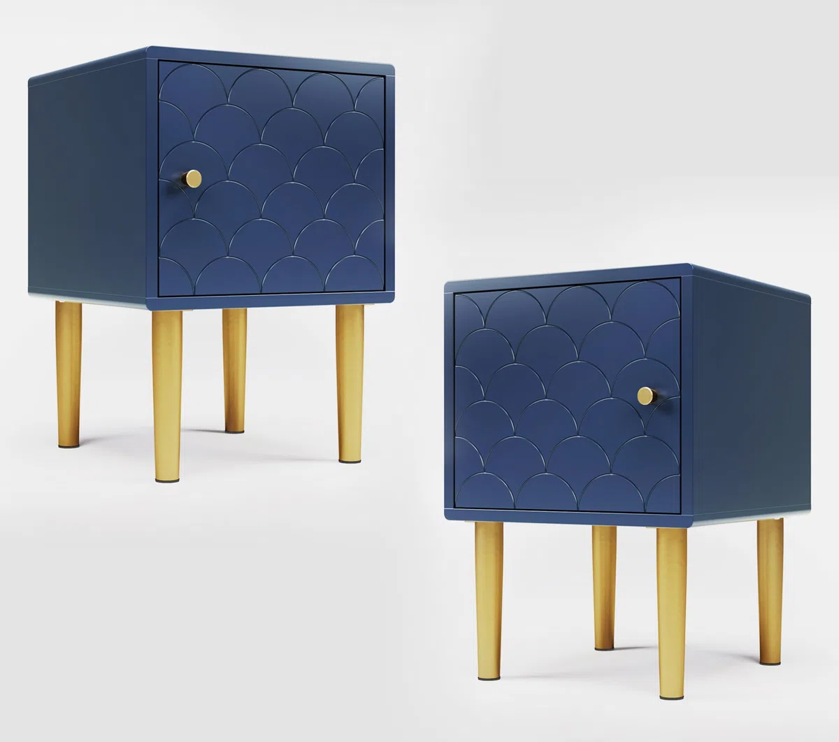 KAZZIO Juego de 2 mesitas de noche, mesitas de noche, mesitas auxiliares, color azul marino, mesa de sofá adecuada para cualquier cama y dormitorio (mesita de noche, 2)