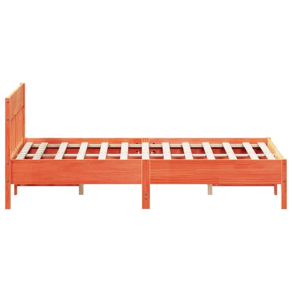 Cama de madera maciza sin colchón, 120 x 190 cm, marrón cera, madera de pino, marco de cama resistente, cama individual para dormitorio, duradera