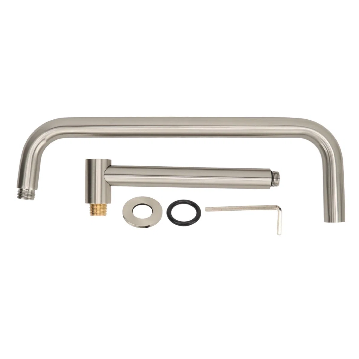Extensor Ducha, Extensión de brazo de ducha giratorio en forma de S de acero inoxidable con brida, montaje en pared, elevador de cabezal de ducha ajustable, 360 grados, 33 cm, rosca G1/2 (Cepillado)