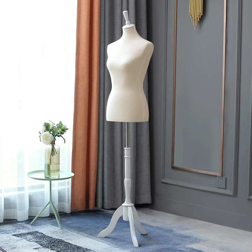 Loywe Maniquí de espuma femenino para mujer, busto de sastre, maniquí de costura, talla 36/38 | 1018 (beige)