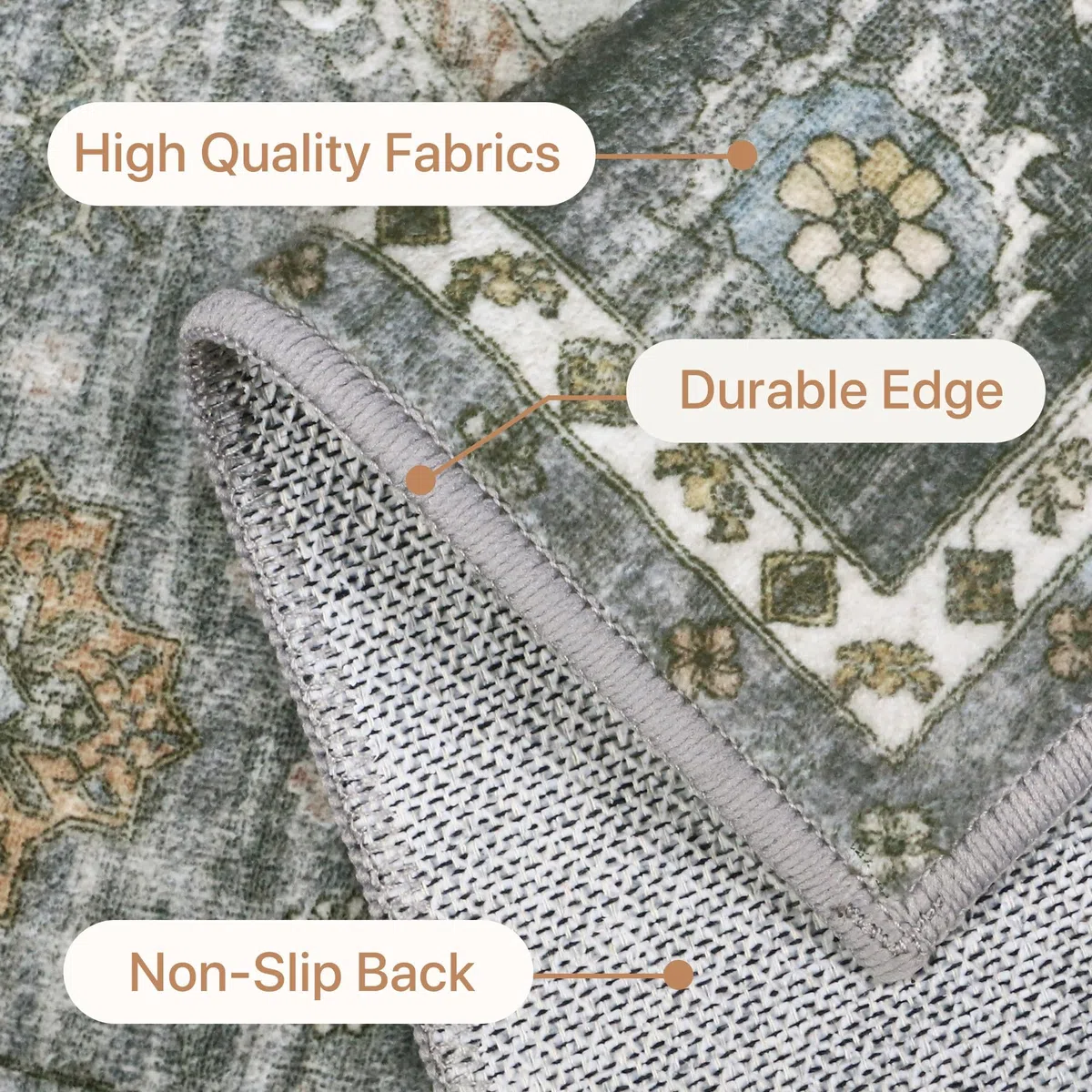 GENIMO Alfombra Salon Sin Peluche,Alfombra Cocina Lavable Antideslizante,Alfombra Pasillo de Dormitorio,Alfombra Silla Escritorio,Pasillo,Gris,80x200 cm