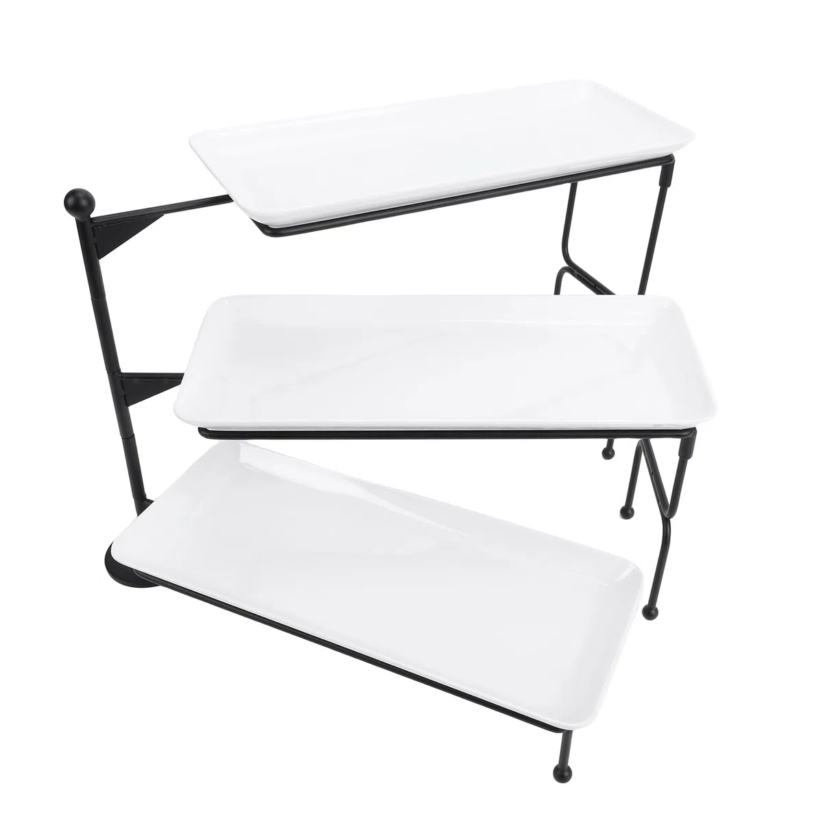 TOPINCN Soporte de Bandeja Grande con Niveles, Bandeja para Servir de 3 Niveles, Juego de Horneado de Porcelana con Soporte para Servir, Servidor de Buffet, Exhibición de Alimentos para (Black)