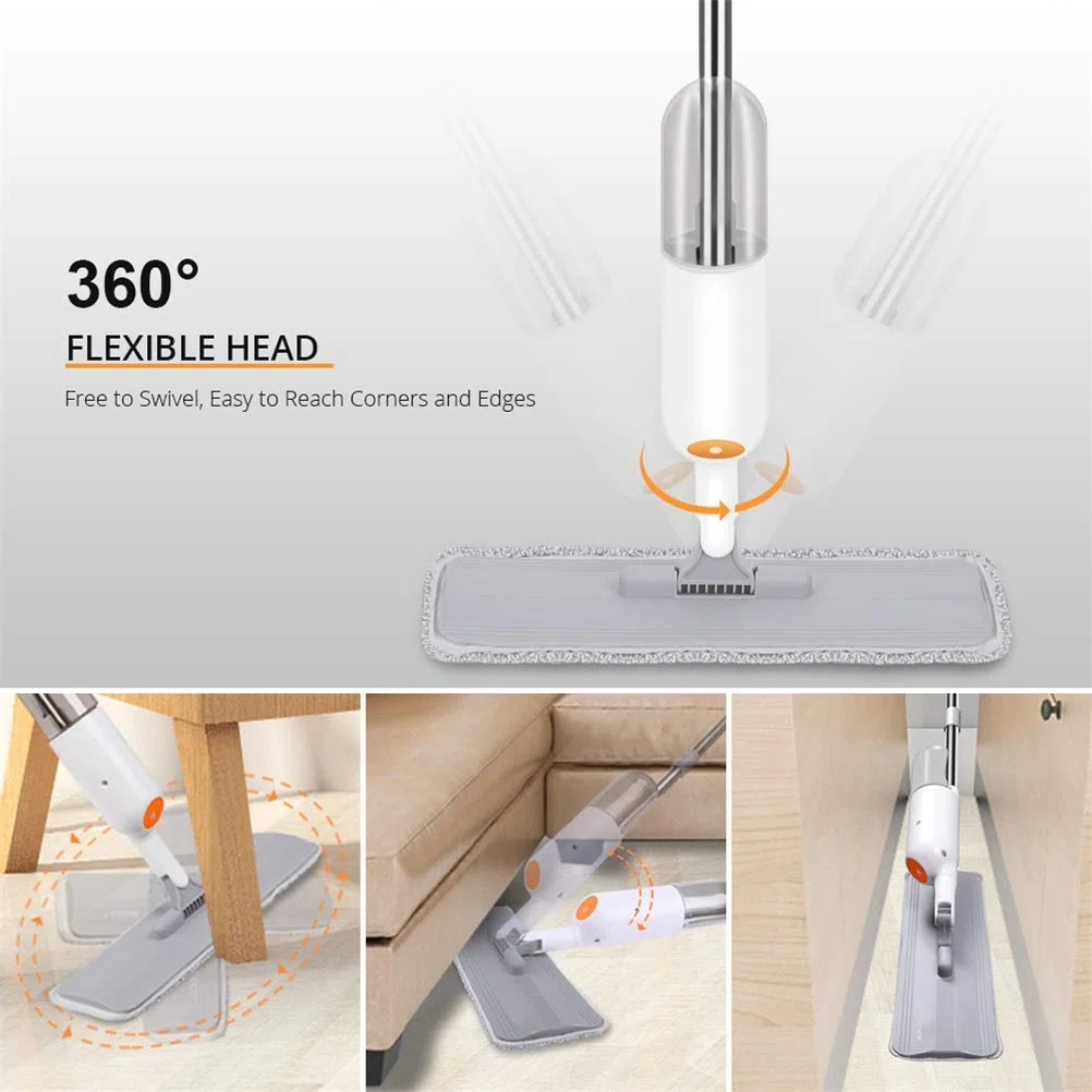 Fregona con pulverizador manual, Herramientas de limpieza del hogar, fregona para lavar el suelo, fregona limpiadora de suelos planos con almohadillas de microfibra de repuesto To pursue happiness