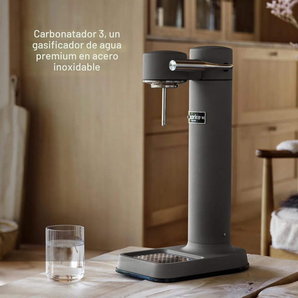 Aarke Carbonator 3 - Máquina de agua con gas en acero inoxidable, acabado gris mate + cilindro de 60 litros con CO2 renovable