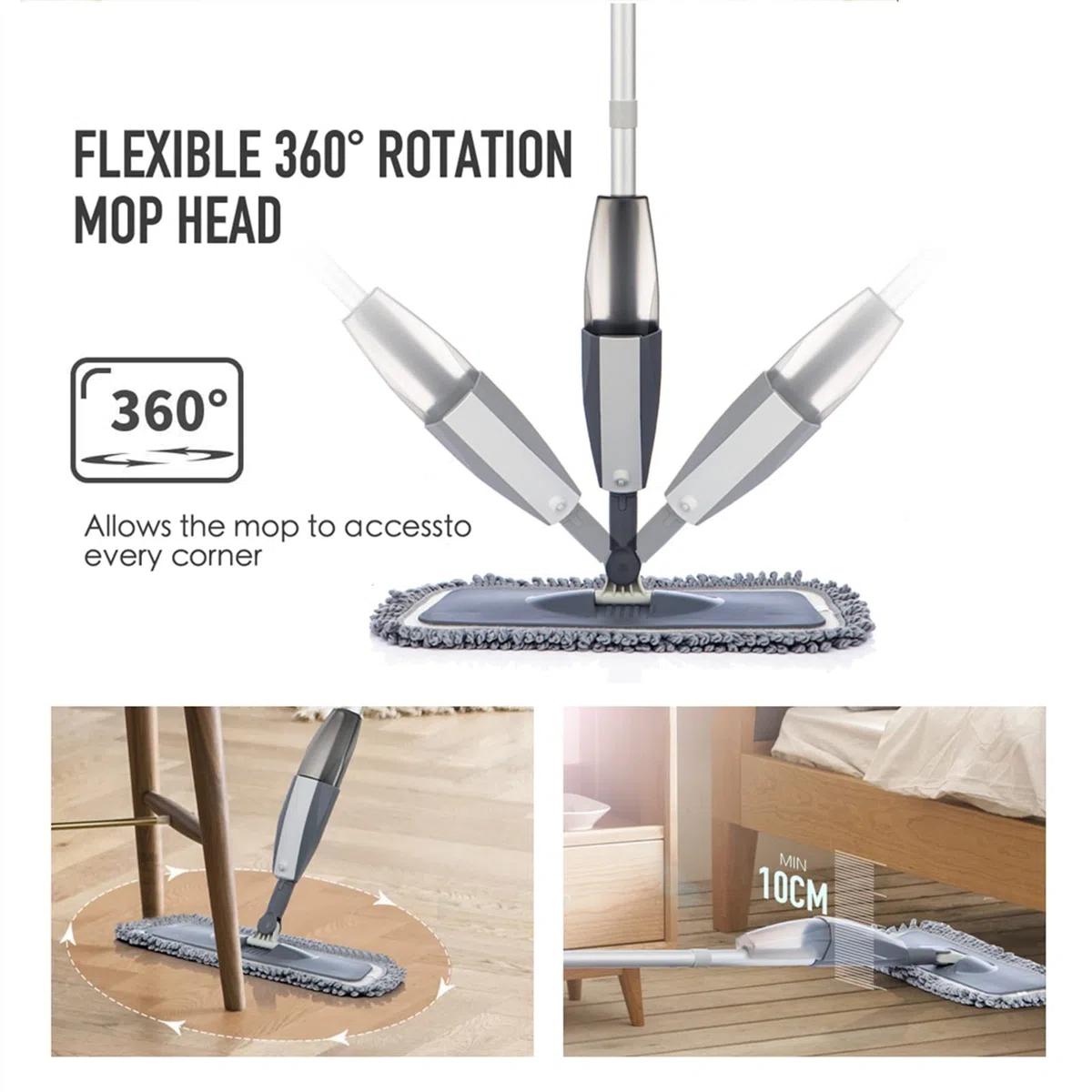 Fregona Spray FRUEBA for LIMPIEZA DE PLAME FRENTE DE MICROFIBRA MOP SPEOL FRENTE DE SPRILLO MOJO DIRE CON 3 LAS PADRES DE MOP LÁFICA Y BOTELLA RENOVENCIA PISOS DE MADERA DE MADERA DE MADERA DE LIMPIEZ