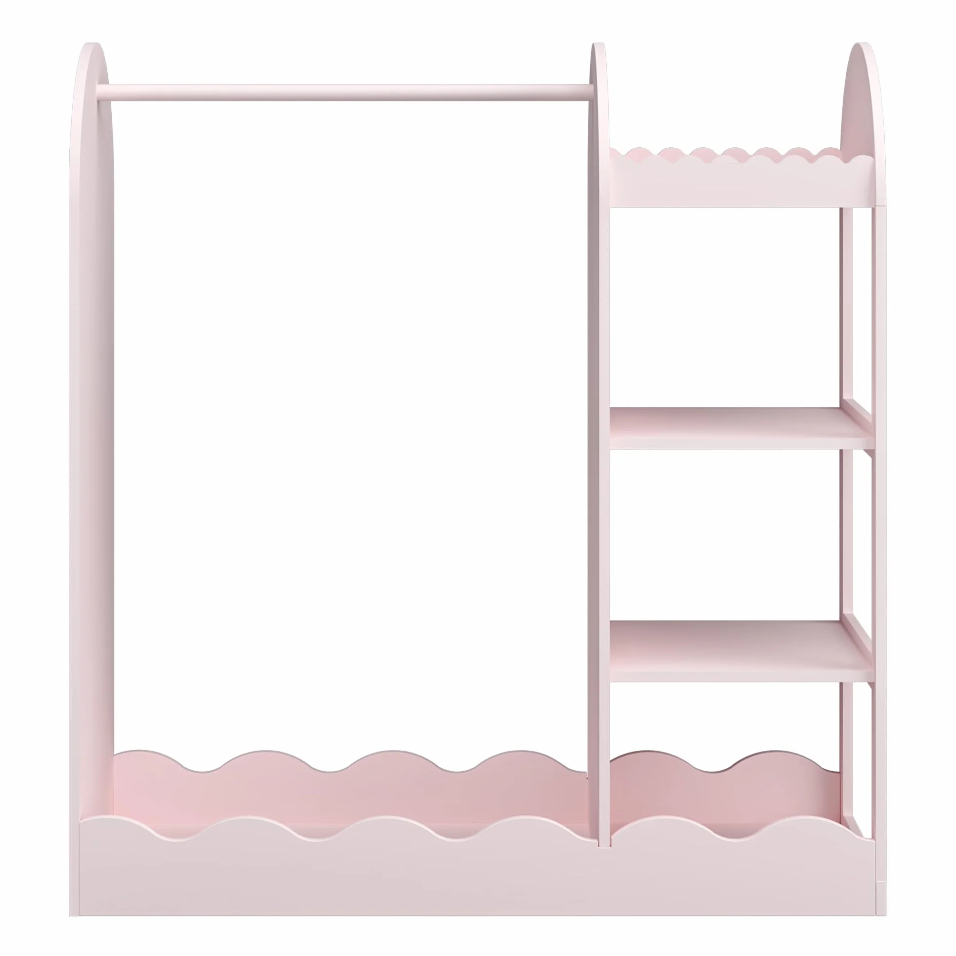 [en.casa] Perchero Burro Infantil Vestnes con Espejo Ondulado Barra para Colgar Zapatero Portaropa Armario Abierto para Ropa Guardaropa Dormitorio MDF 100 x 94 x 38 cm - Algodón de azúcar