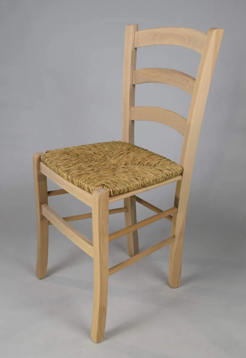 t m c s Tommychairs - Set 4 sillas Venezia para Cocina y Comedor, Estructura en Madera de Haya lijada, no tratada, 100% Natural y Asiento en Paja
