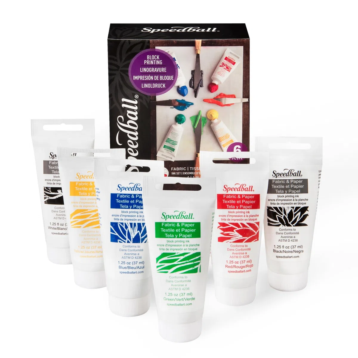 Speedball Block Printing Inks 1.25Oz 6/Pkg