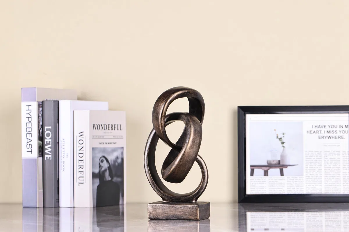 Escultura moderna abstracta de nudo, decoración artística de resina inspirada en el Möbius, elegante decoración para el hogar y la oficina, perfecta para estantes, escritorios y repisas, regalo ideal