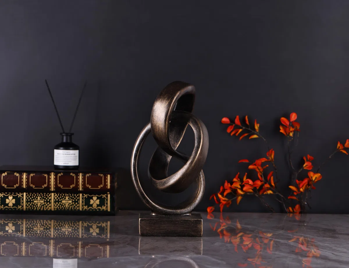 Escultura moderna abstracta de nudo, decoración artística de resina inspirada en el Möbius, elegante decoración para el hogar y la oficina, perfecta para estantes, escritorios y repisas, regalo ideal