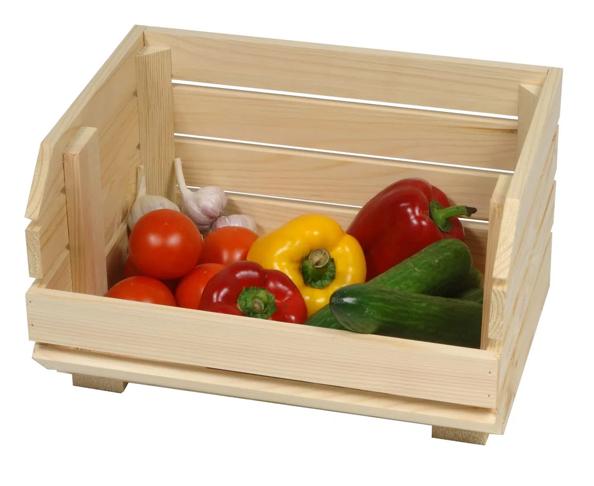 Juego de cajas apilables para verduras con ruedas, 3 cajas de madera, estantería, horda de frutas, caja de patatas, madera natural, con instrucciones