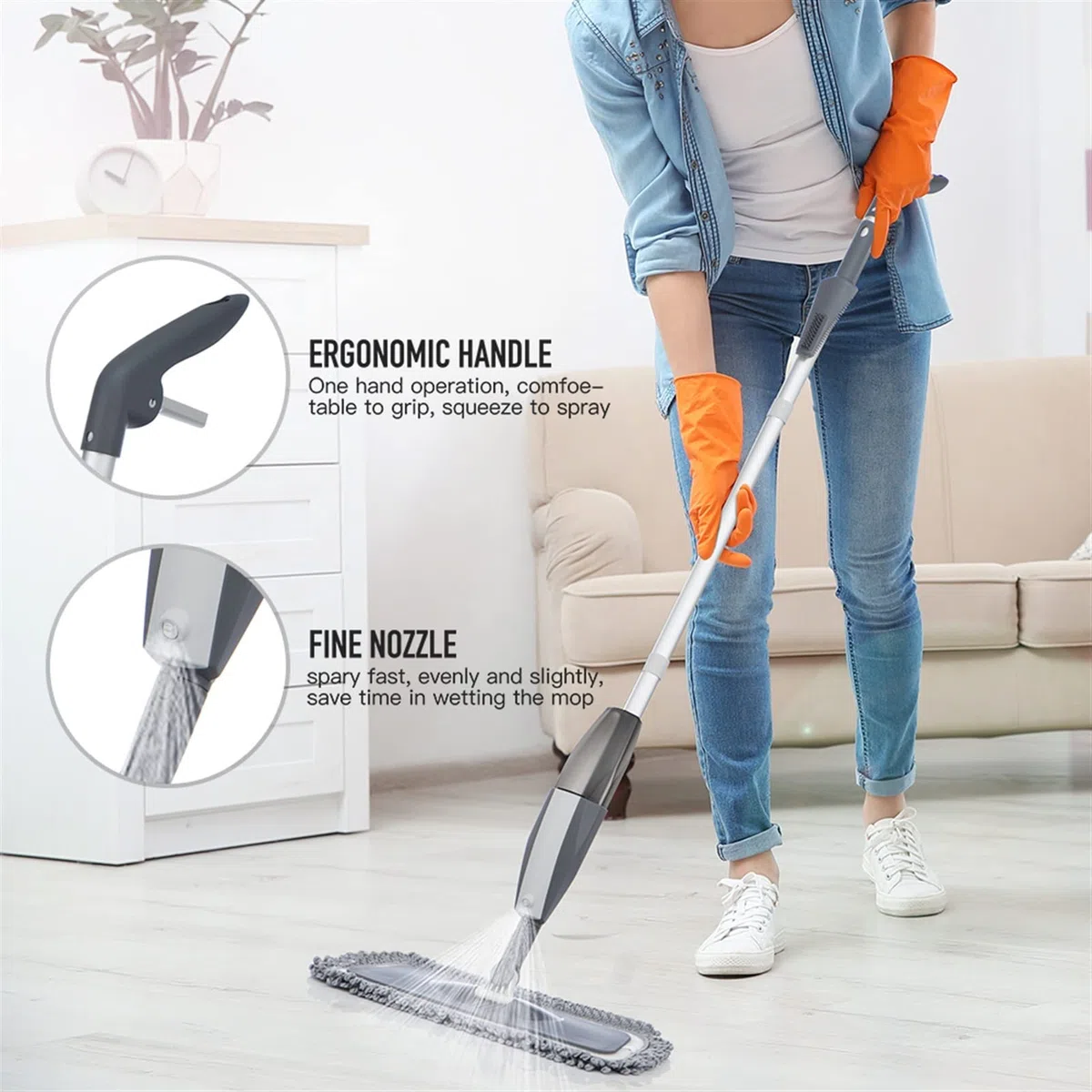 Fregona Spray FRUEBA for LIMPIEZA DE PLAME FRENTE DE MICROFIBRA MOP SPEOL FRENTE DE SPRILLO MOJO DIRE CON 3 LAS PADRES DE MOP LÁFICA Y BOTELLA RENOVENCIA PISOS DE MADERA DE MADERA DE MADERA DE LIMPIEZ