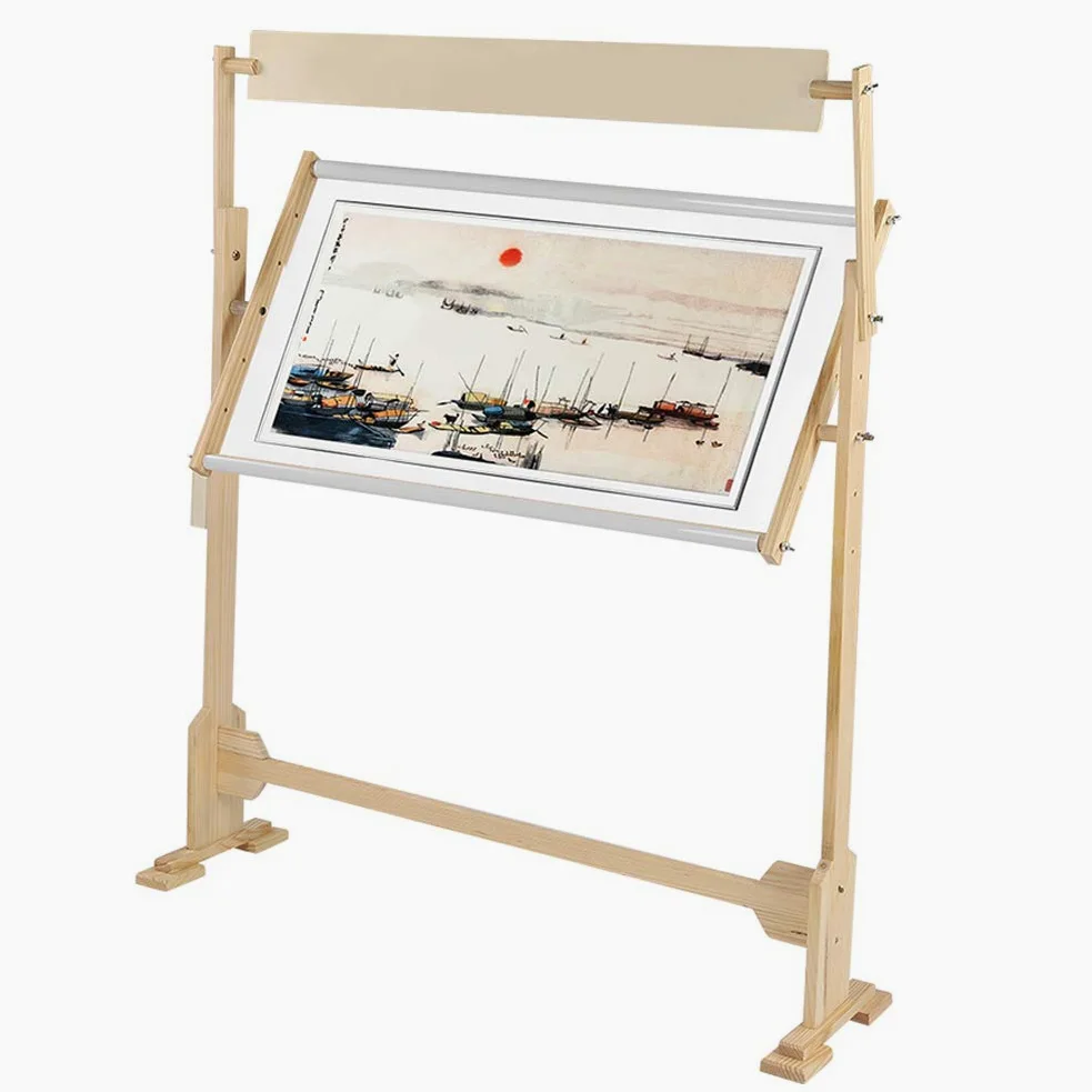 SOULONG Ajustable Soporte de Piso de Marco de Punto de Cruz Rotación de 360 Grados Marco de Bordado de Madera
