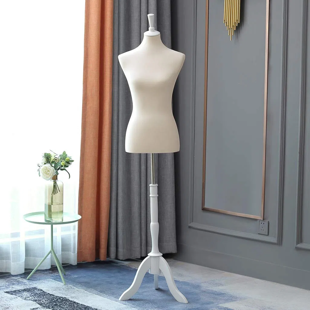 Loywe Maniquí de espuma femenino para mujer, busto de sastre, maniquí de costura, talla 36/38 | 1018 (beige)