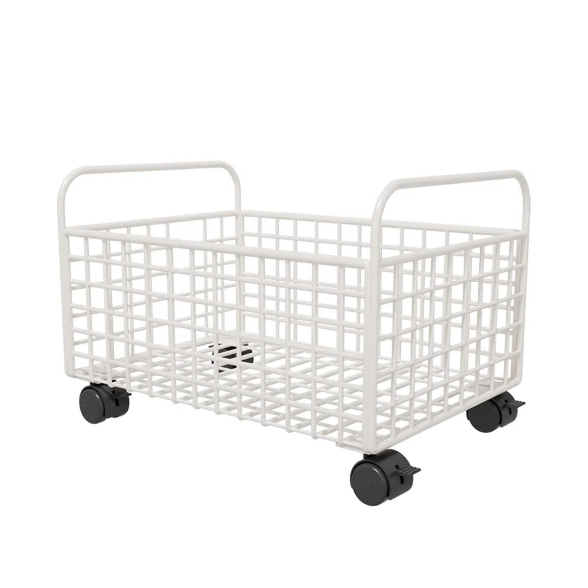 Oshhni Carrito utilitario con Ruedas, contenedor de Almacenamiento de Malla metálica, Organizador de Archivos Debajo del Escritorio con Ruedas para, Blanco, 25 Cm X 38 Cm X 26